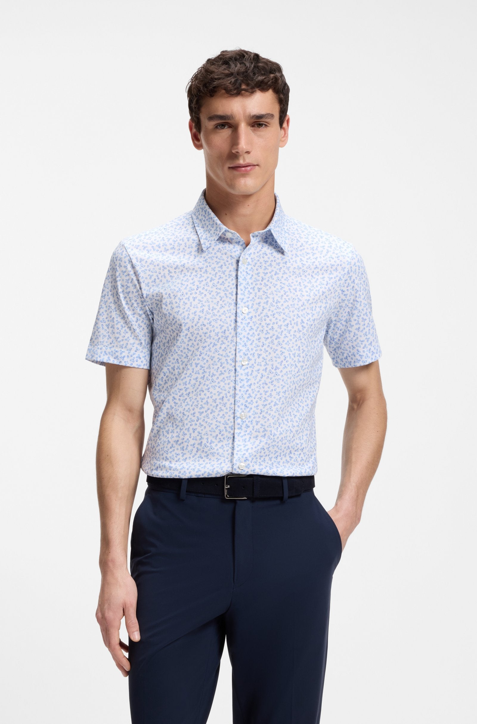 Chemise performante à manches courtes bleu