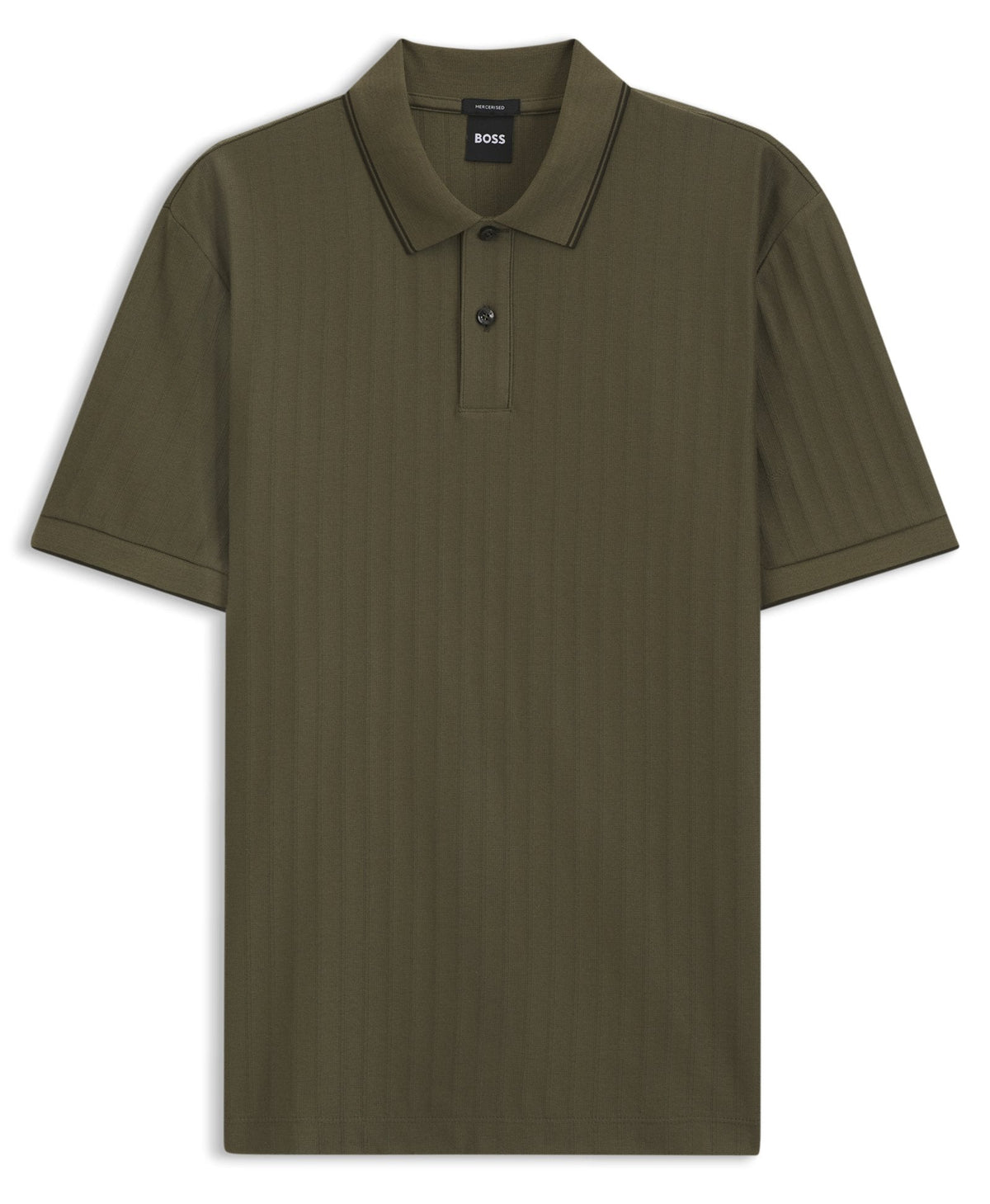 Polo vert à manches courtes en coton mercerisé texturé par BOSS