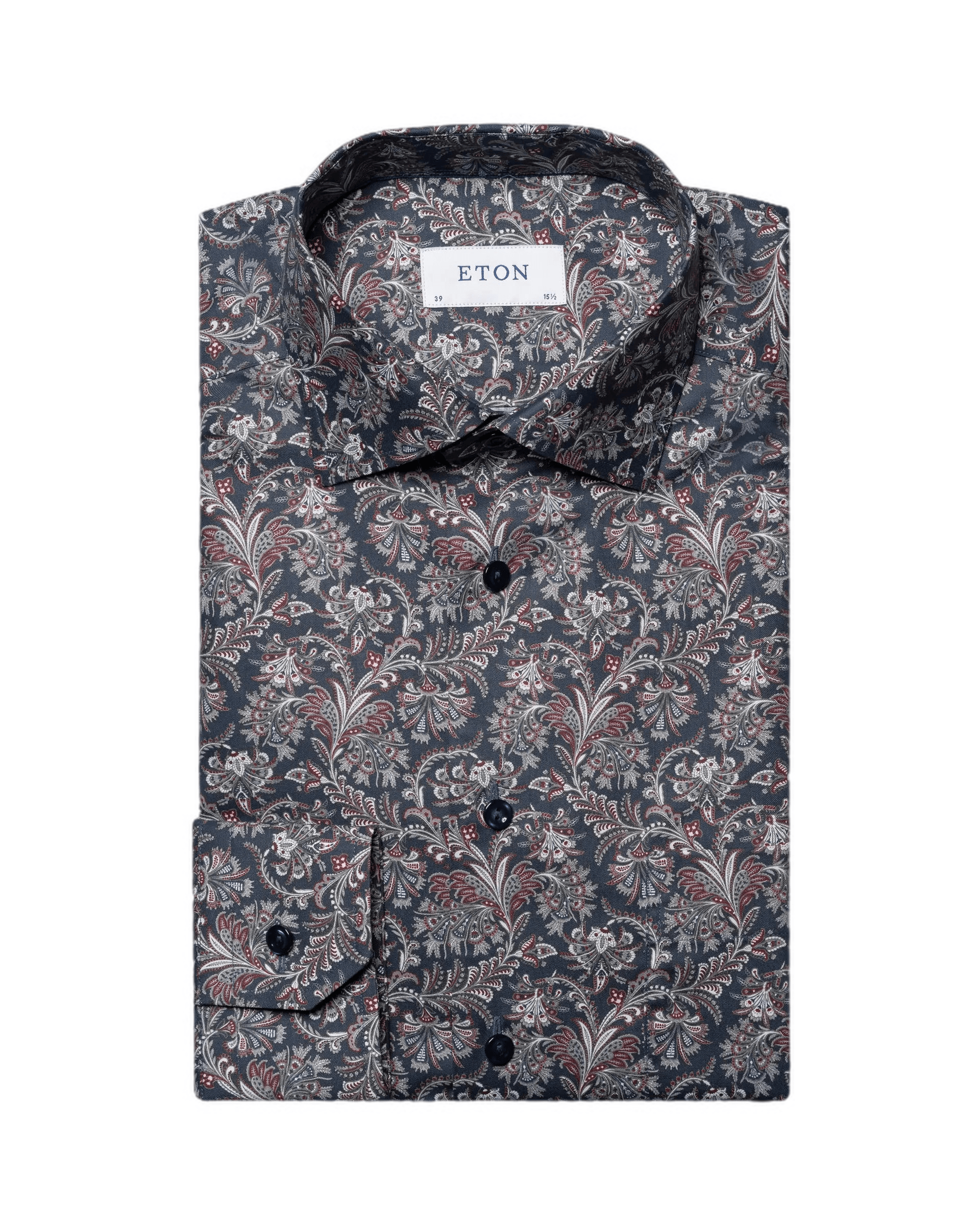 Laflamme- Chemise bleu marine en twill à imprimé cachemire - Eton