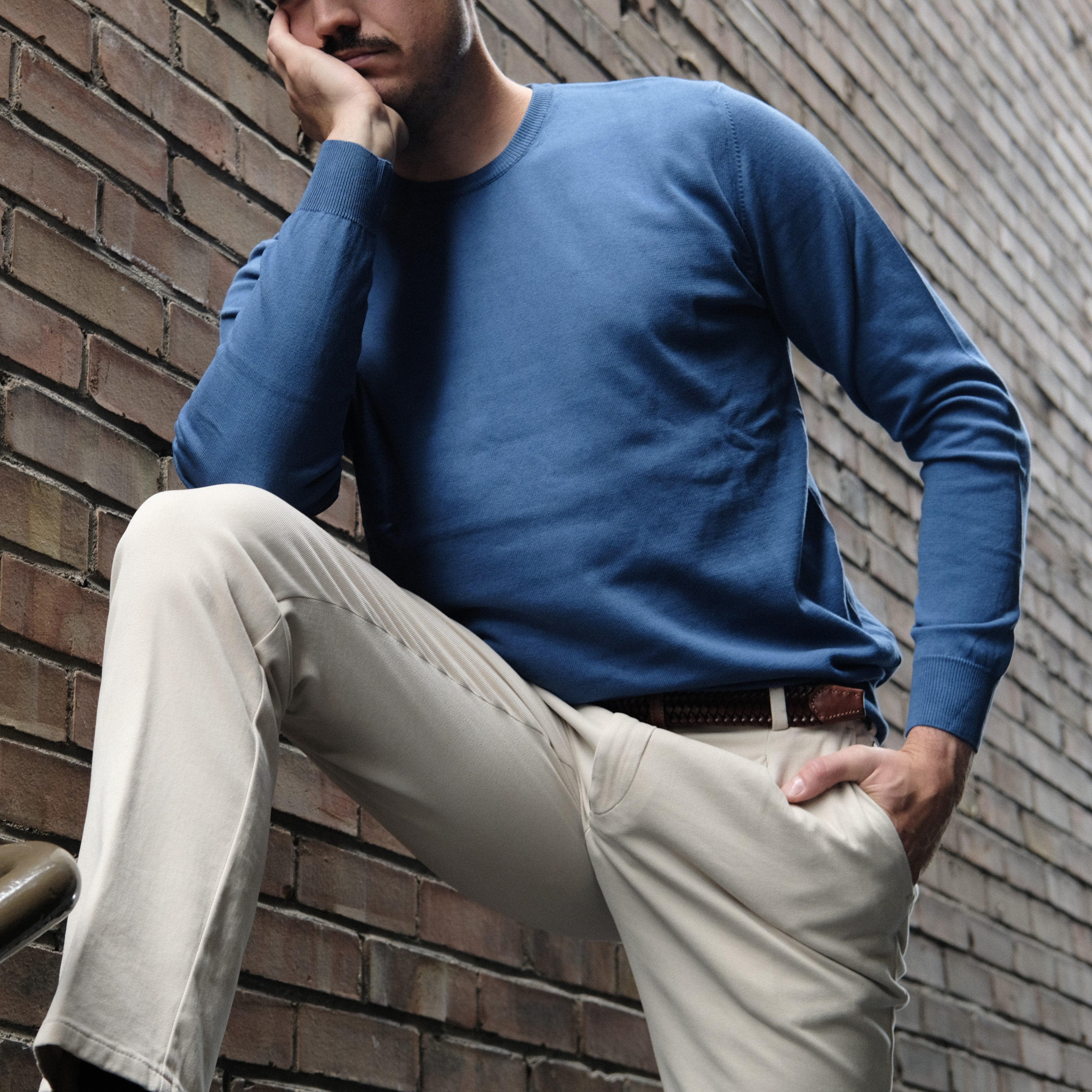 Laflamme- Pull de coton James bleu aviateur - Laflamme & cie