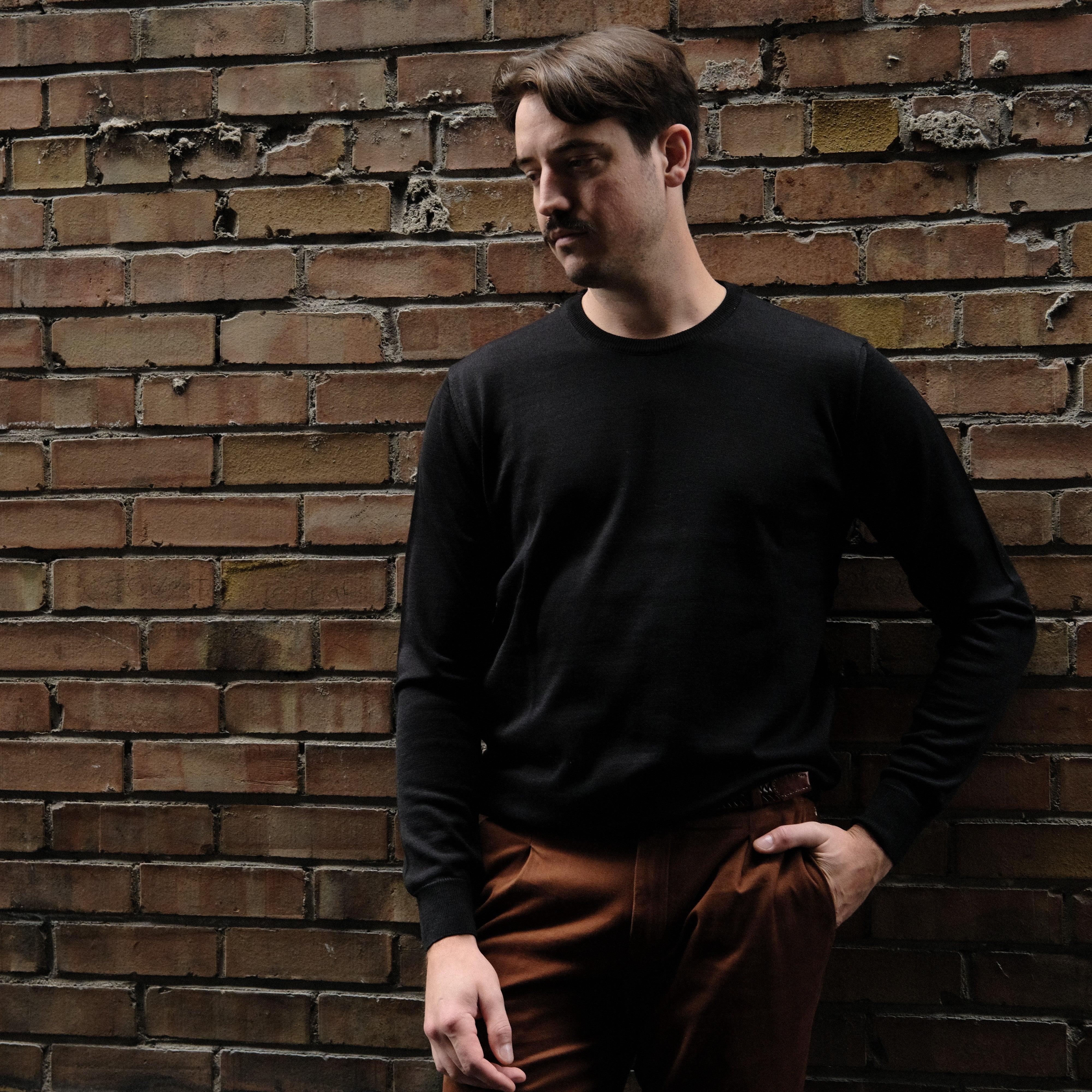 Laflamme- Pull de coton James noir - Laflamme & cie