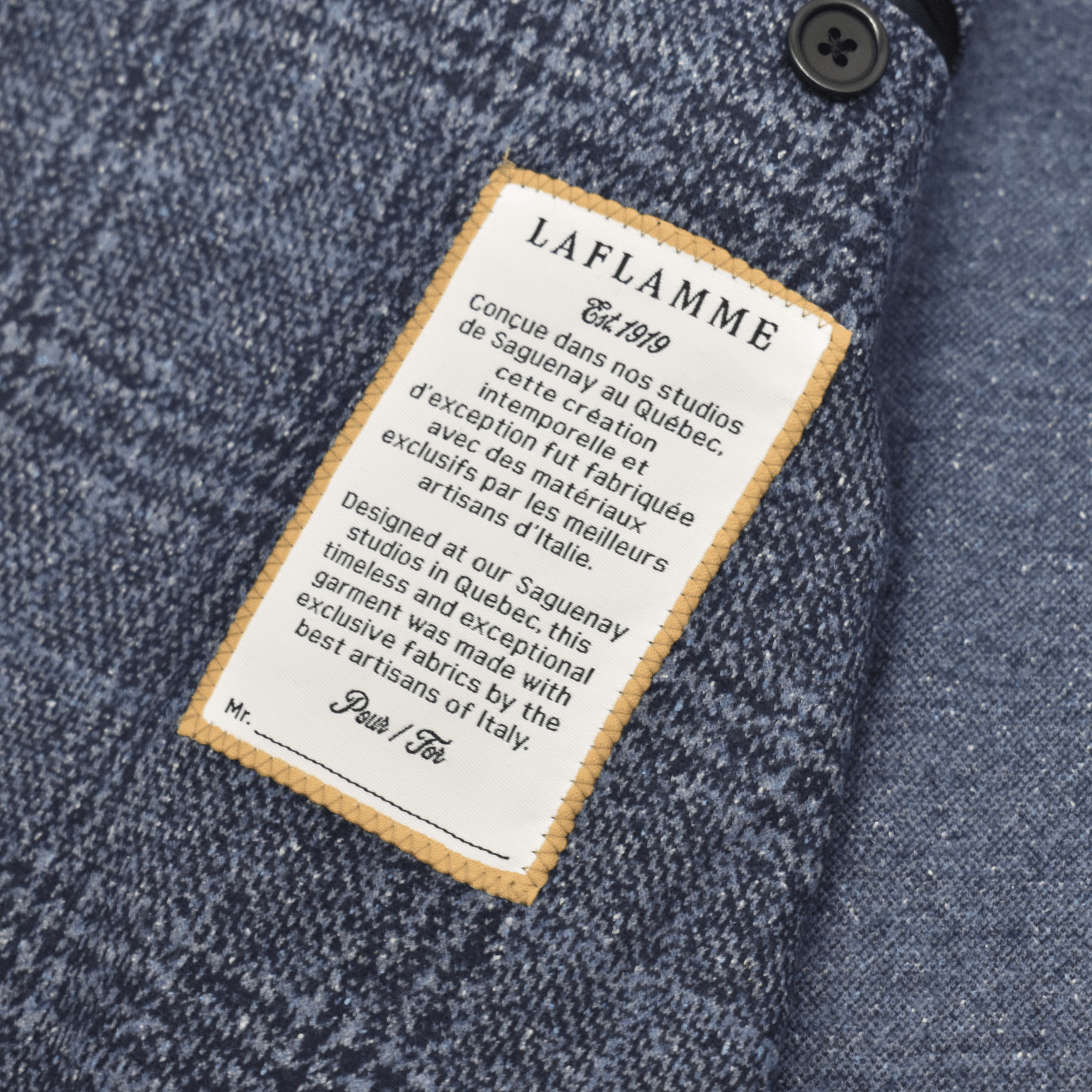 Laflamme- Veston Napoli extensible bleu prince de Galle - Laflamme & cie