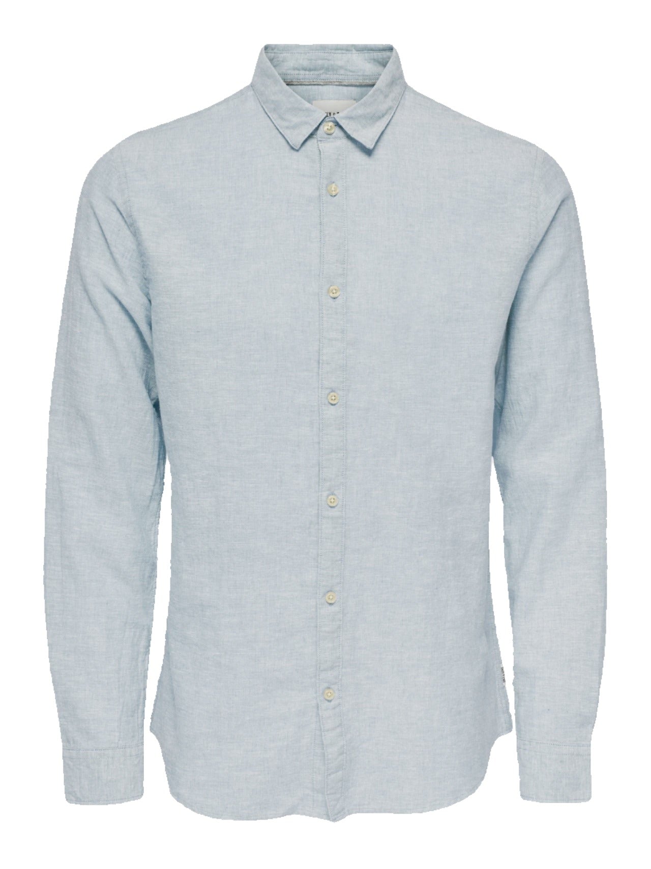 Chemise de lin à manches longues bleu pâle
