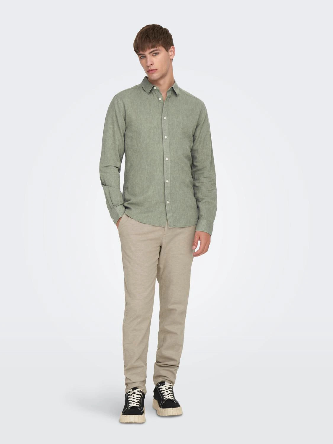 Chemise de lin vert