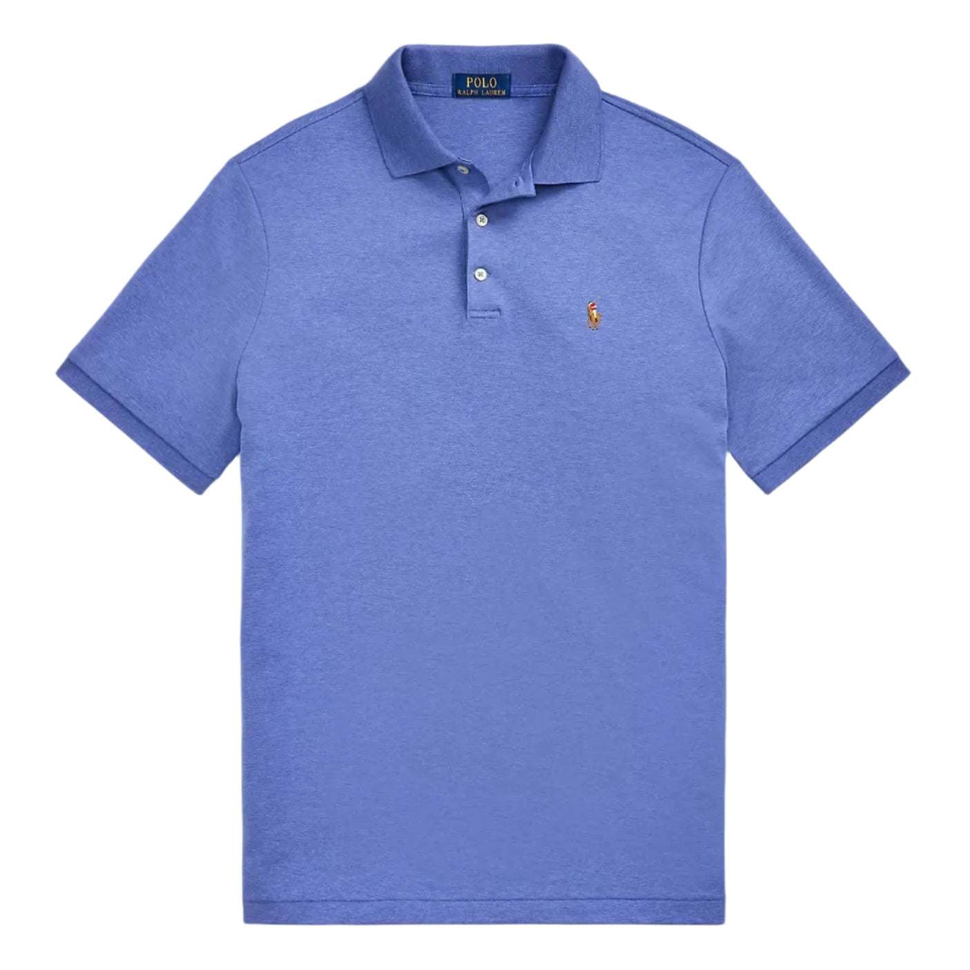 Polo classique en coton doux bleu chiné