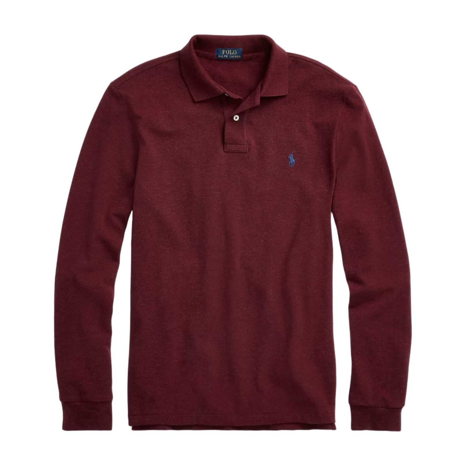 Polo manches longues en maille de coton bordeaux