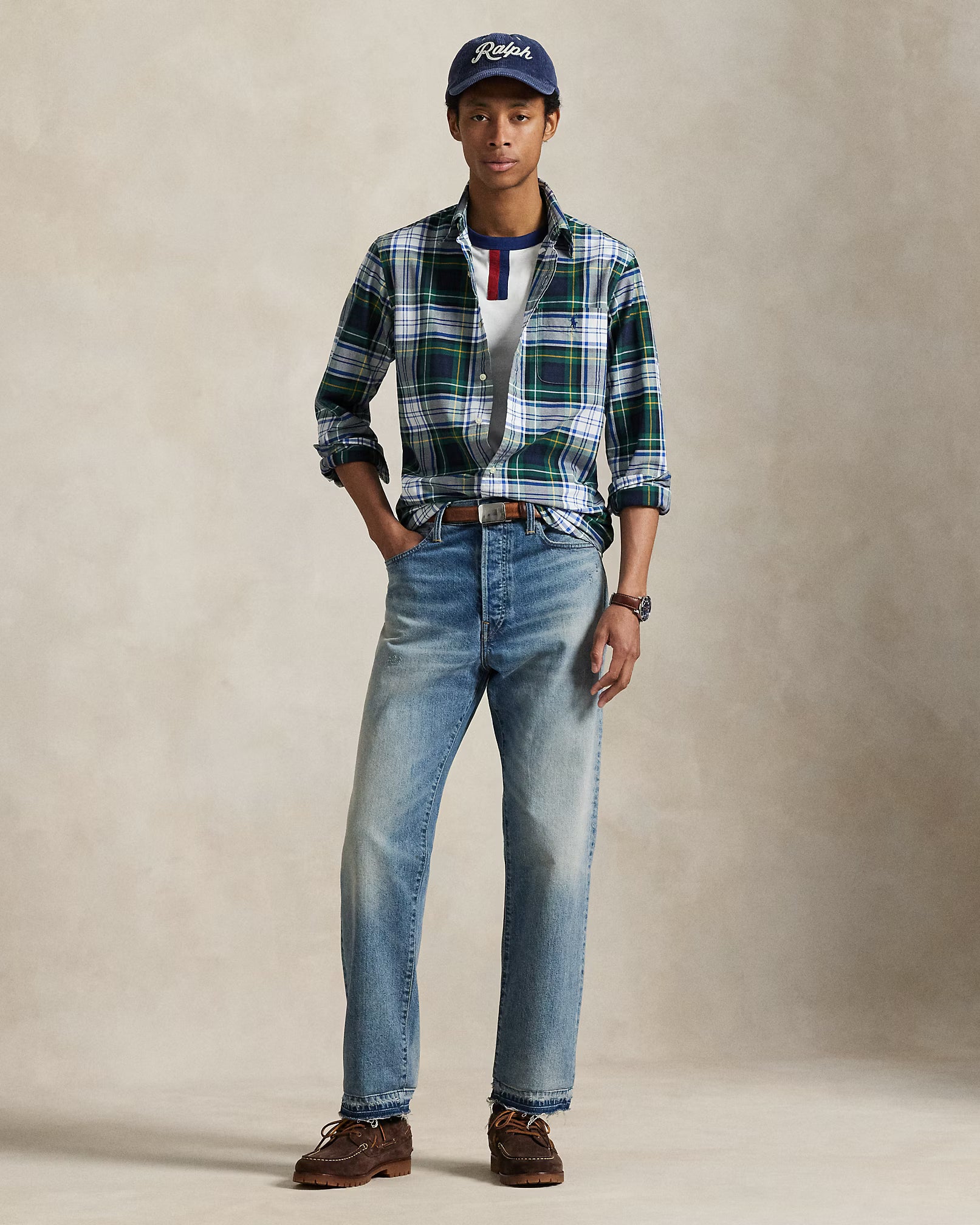 Chemise tartan fait en coton oxford
