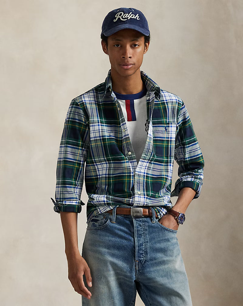 Chemise tartan fait en coton oxford