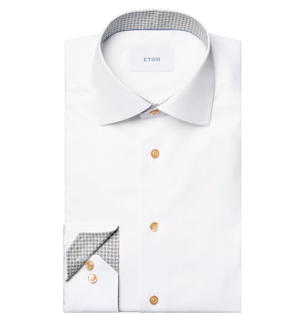 Chemise blanche avec col et boutons contrastés brun