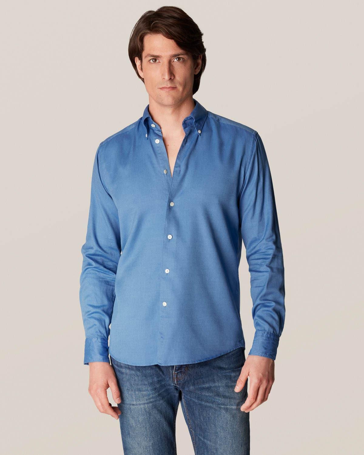 Laflamme- Chemise bleue en coton et Tencel - Eton