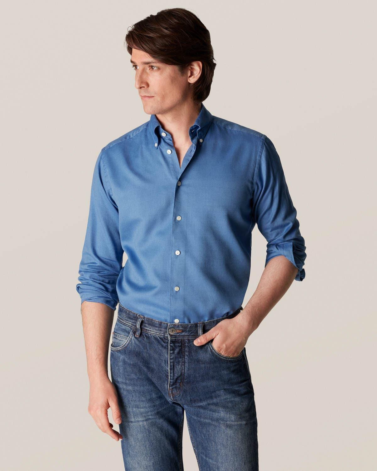Laflamme- Chemise bleue en coton et Tencel - Eton
