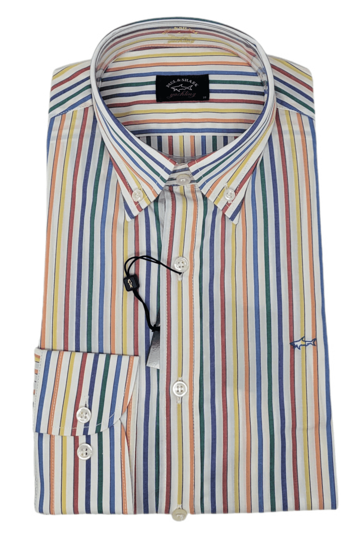 Chemise Paul & Shark Taille 40 Neuve Avec Étiquettes - Made In Italy, à Carreaux, Logo Requin