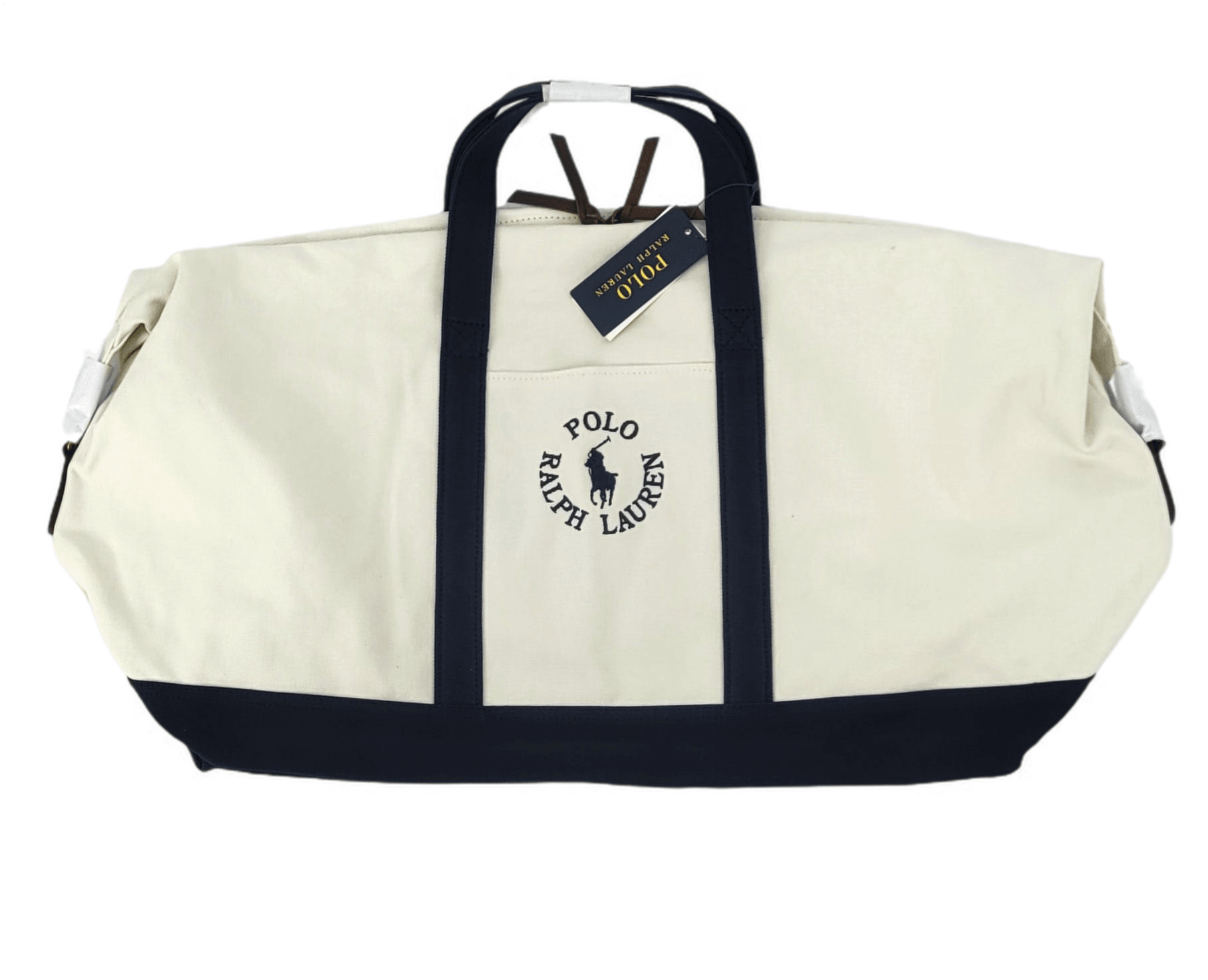 Laflamme- Grand sac de voyage beige et bleu - Ralph lauren