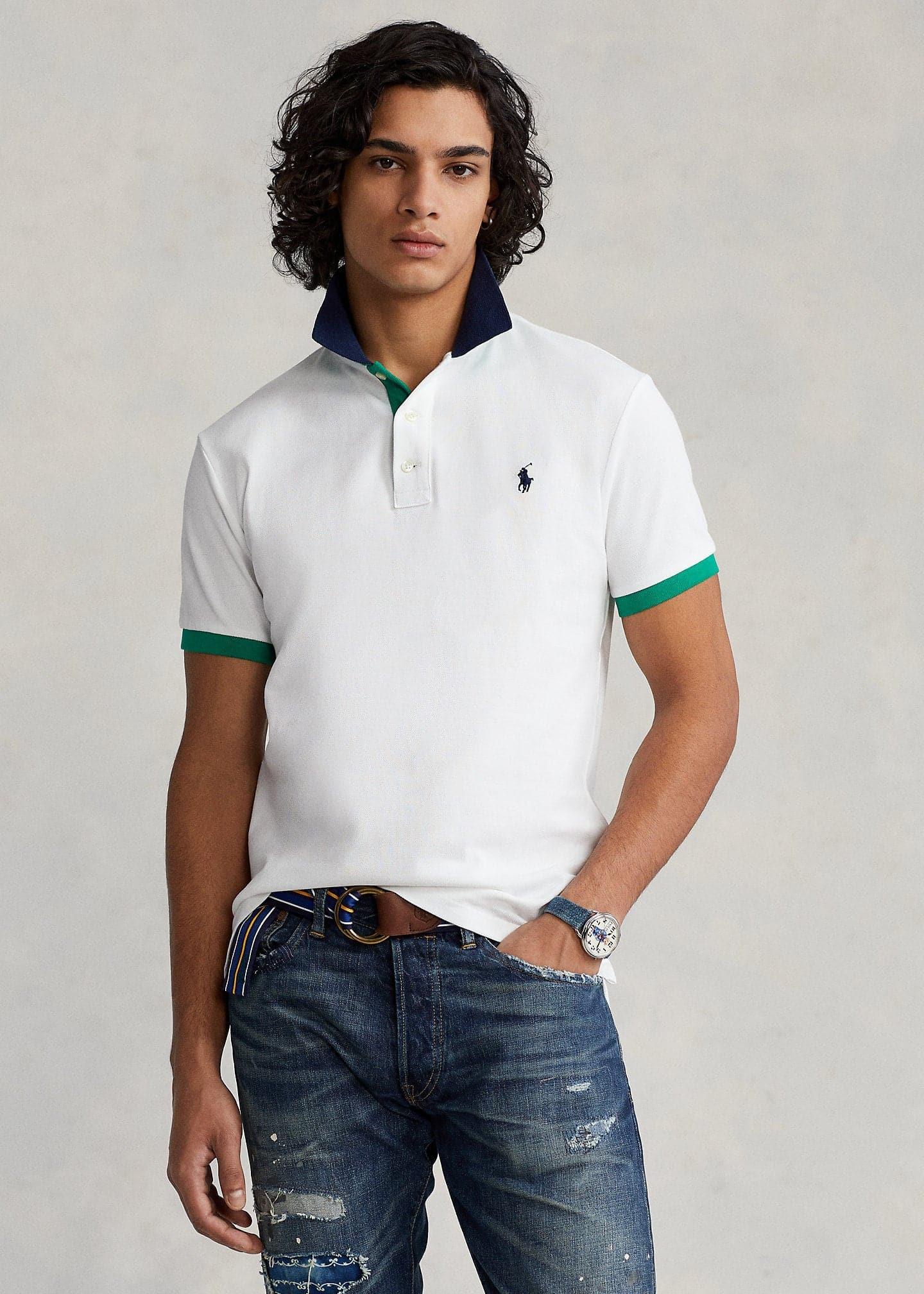 Laflamme- Polo blanc avec col contraste - Ralph lauren