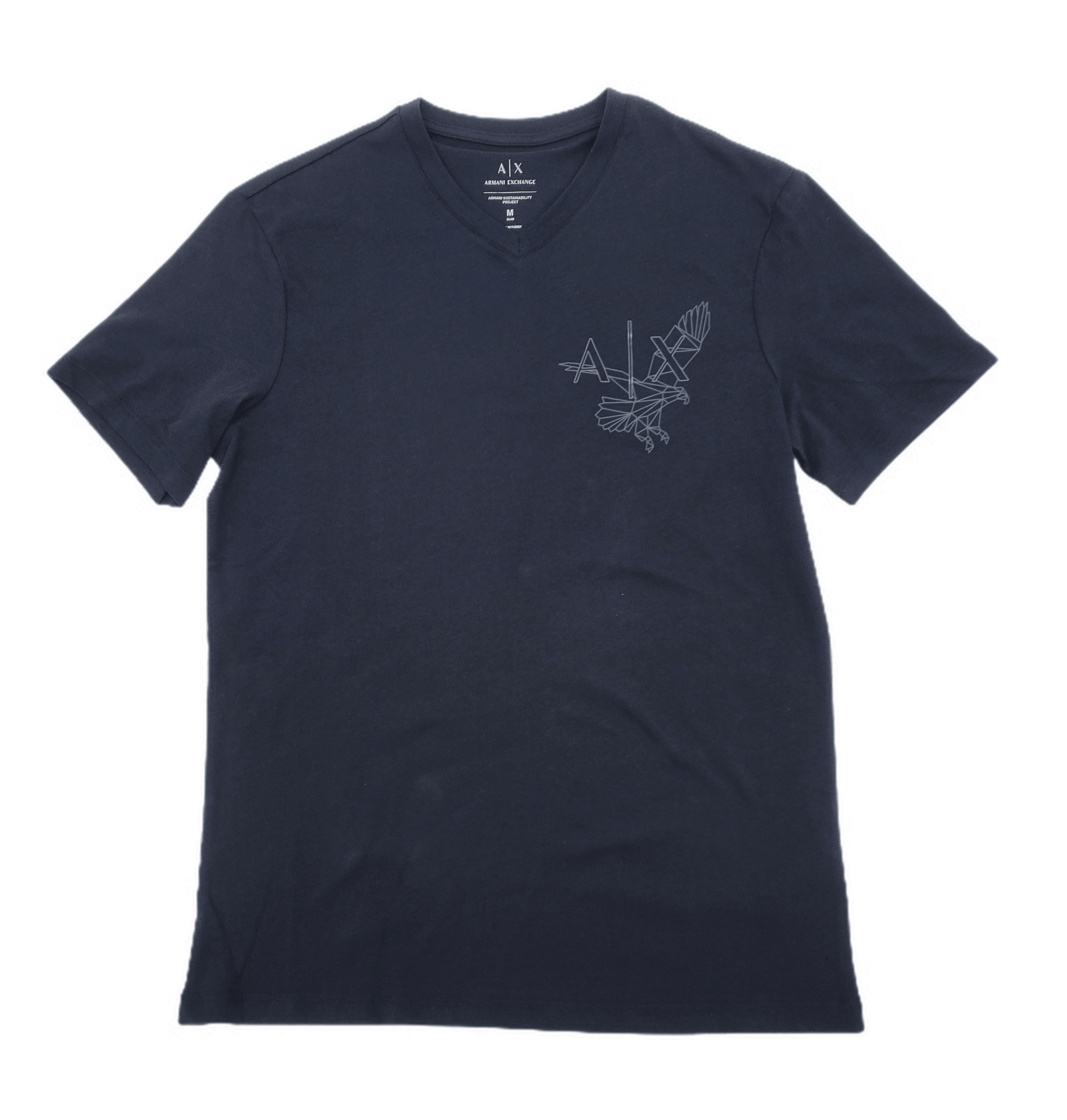 Laflamme- T-shirt v-neck noir avec logo AX Eagle - Armani Exchange