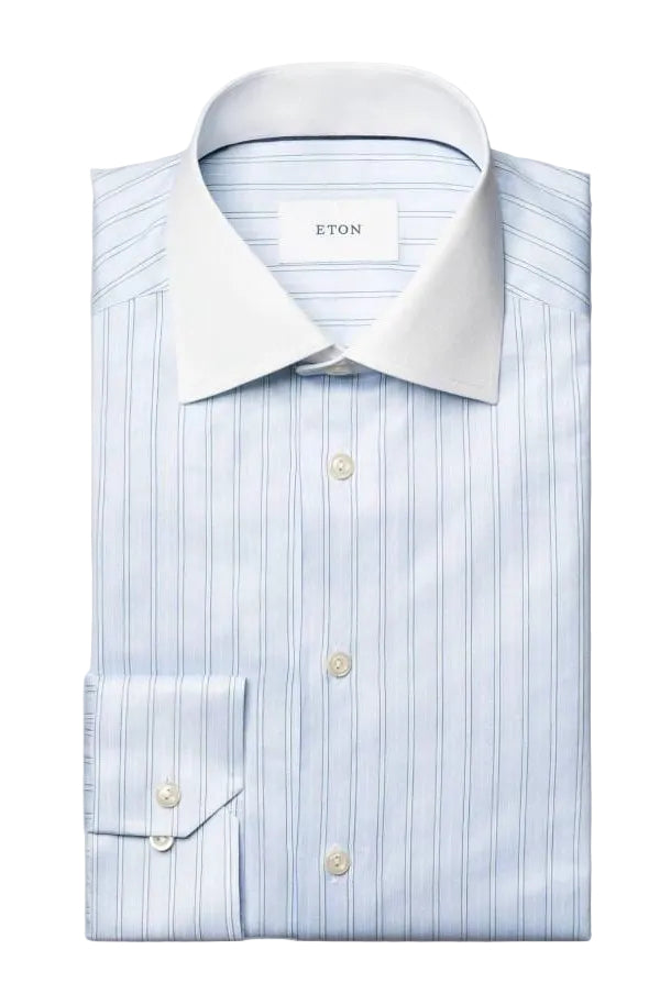 Chemise bleu col banquier