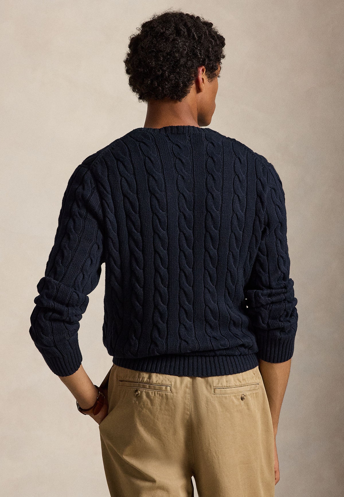 Pull Fisherman en coton marine