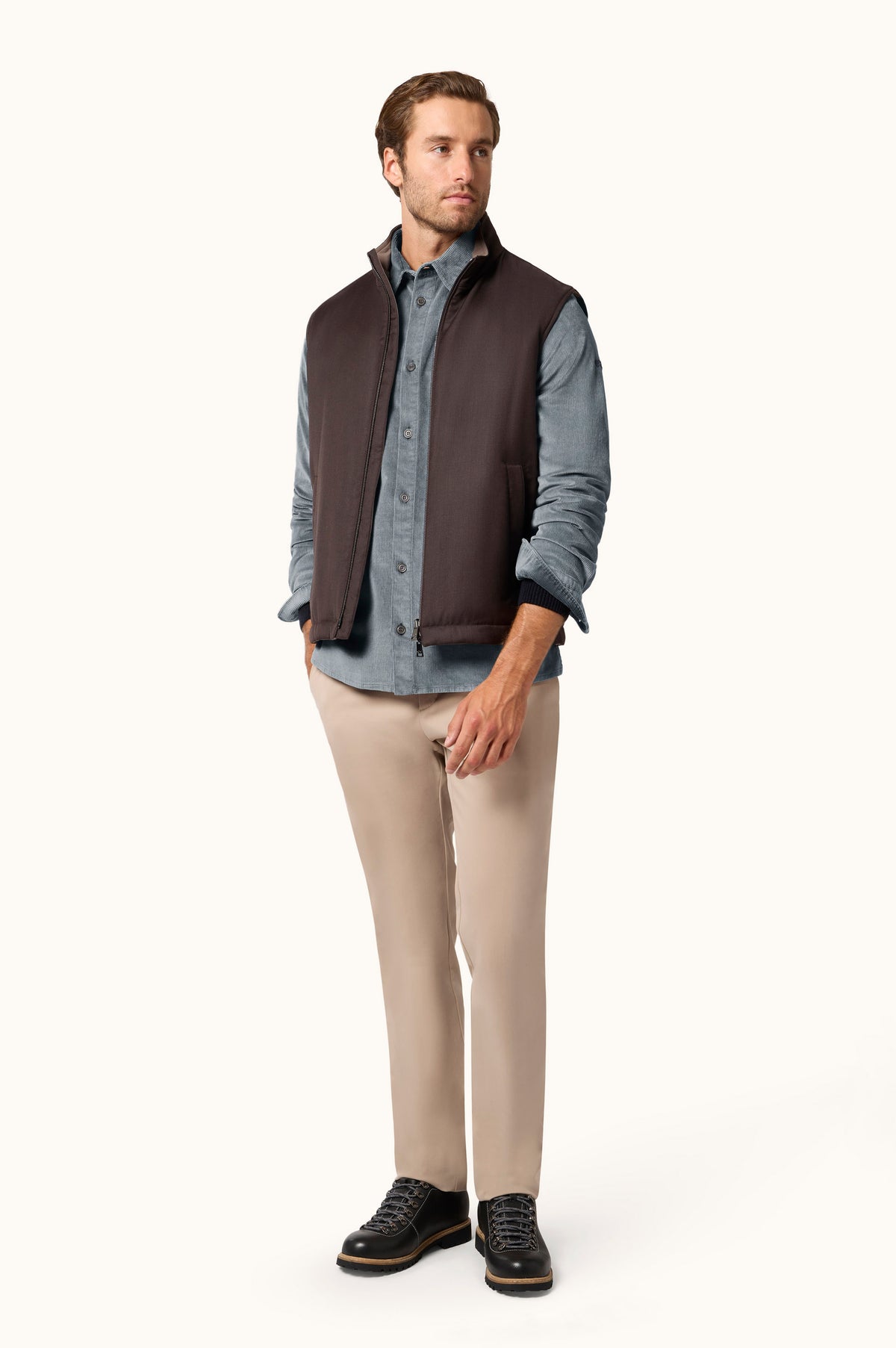 Sur-chemise en velours côtelé bleu ombré