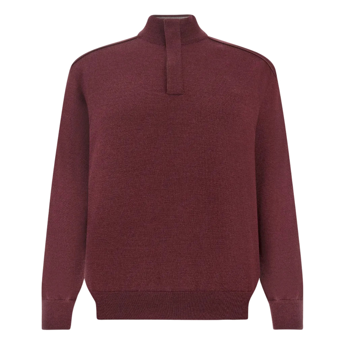 Pull demi-zip en laine vierge bordeaux