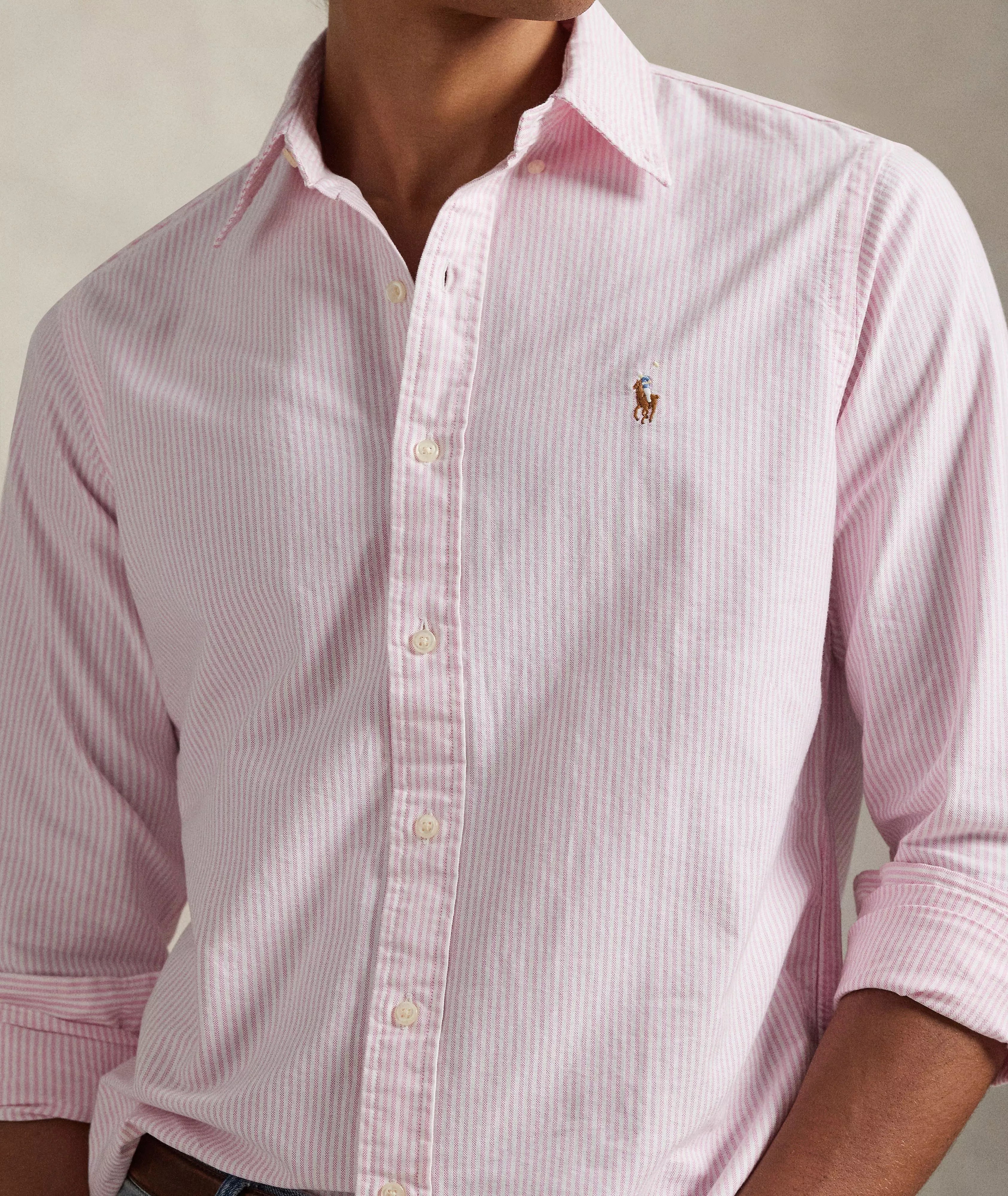 Chemise Oxford rayée rose  – Pony signature