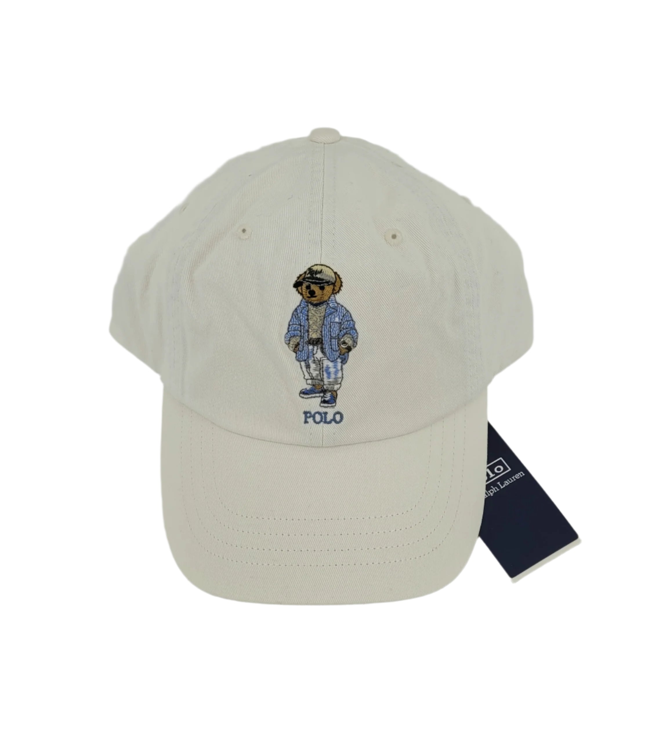 Casquette blanche en corduroy Polo Bear