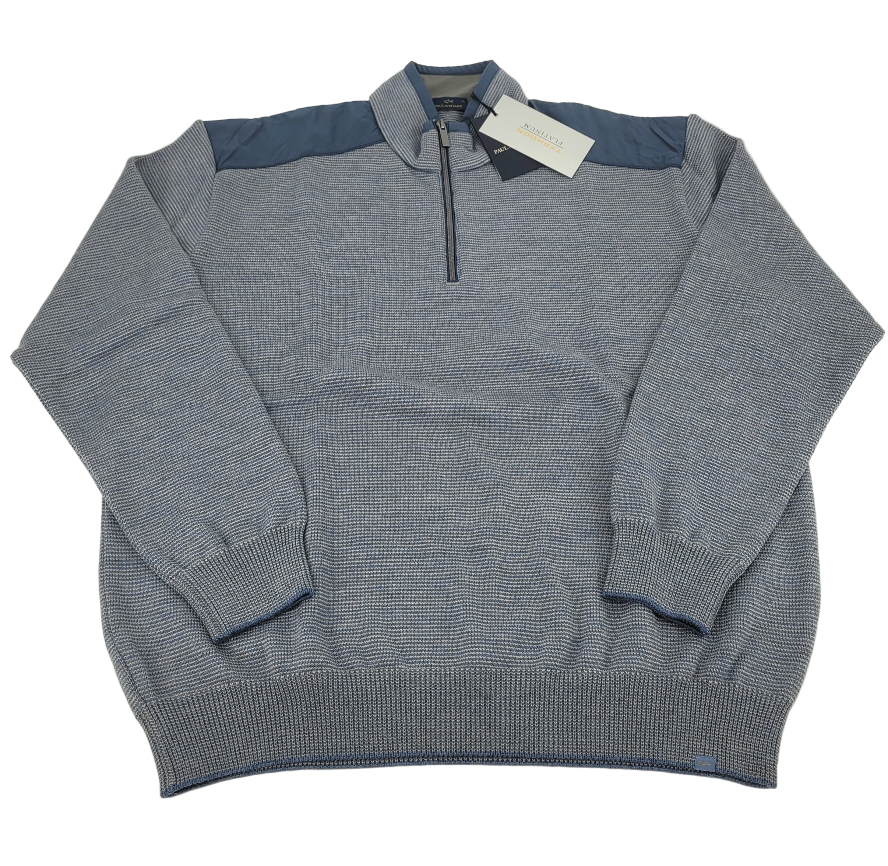 Pull de laine demi zip avec détails aux épaules