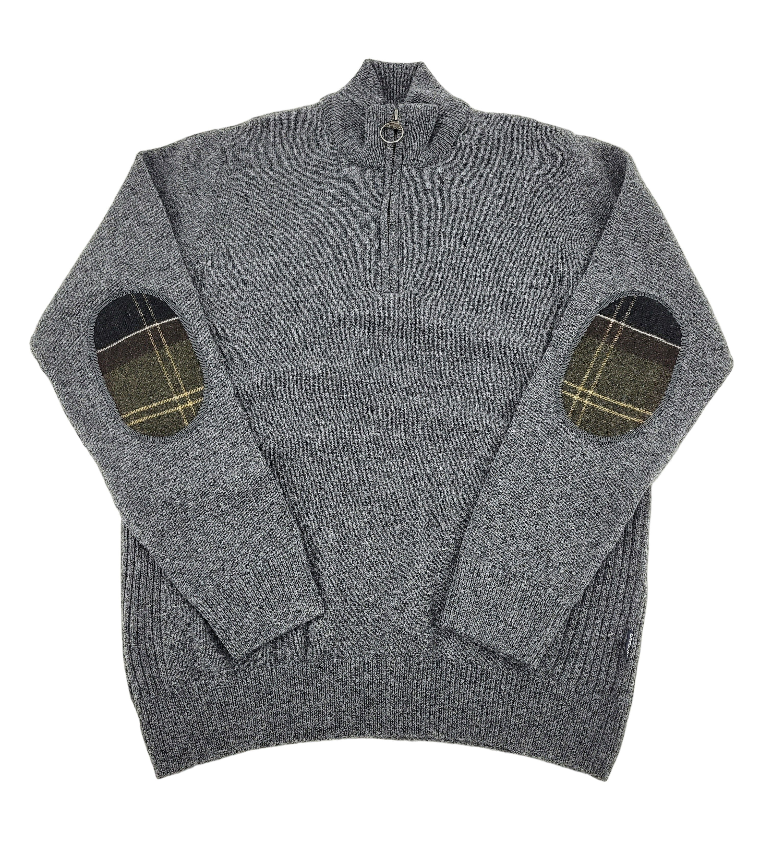 Pull quart de zip en laine avec patch tartan