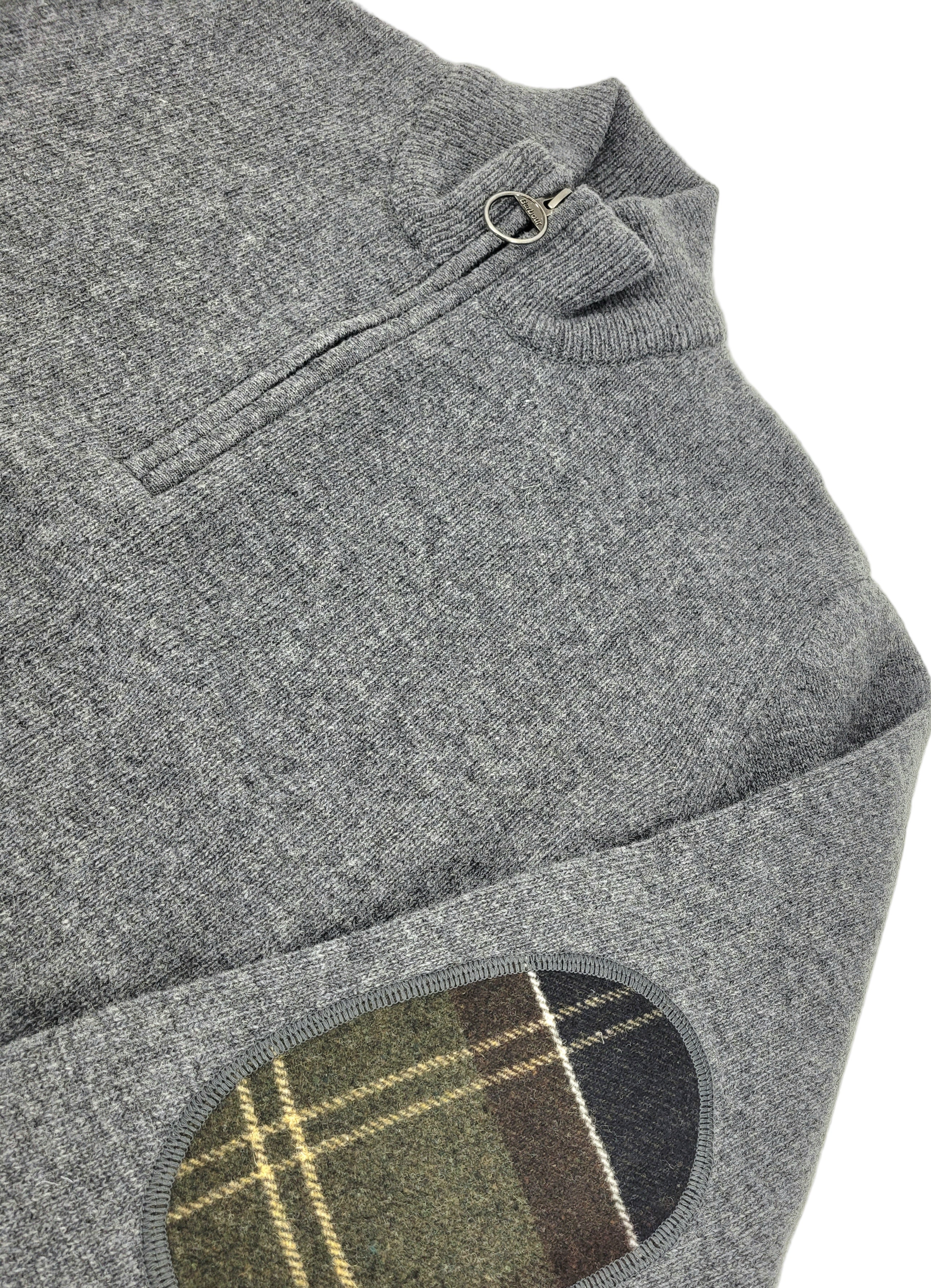 Pull quart de zip en laine avec patch tartan