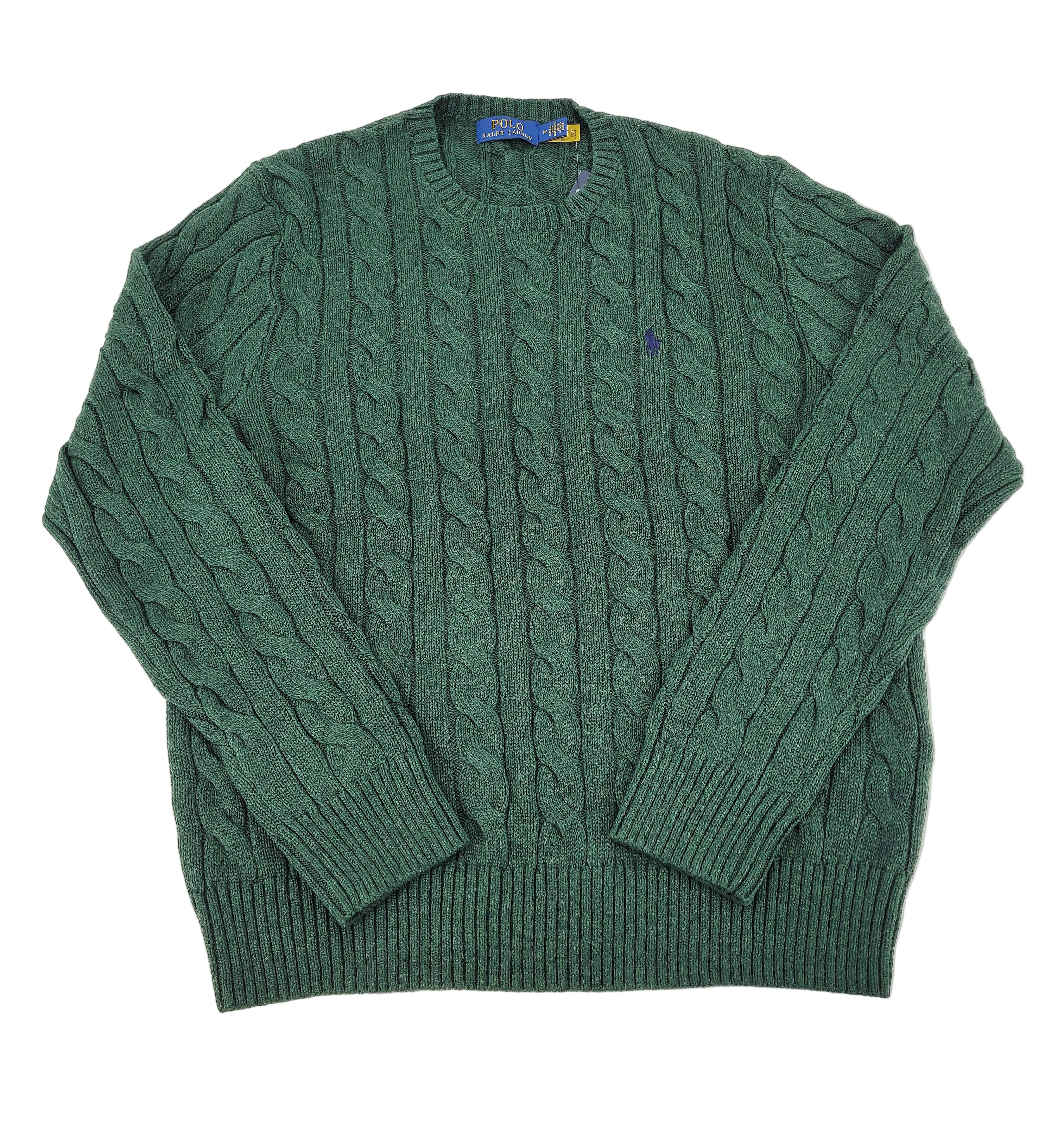 Pull en coton de style cable-knit vert