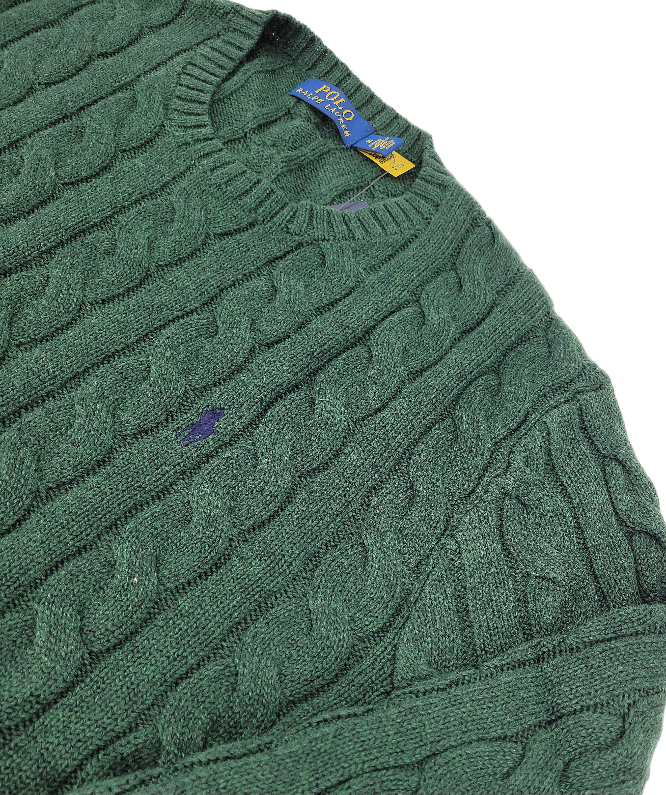 Pull en coton de style cable-knit vert