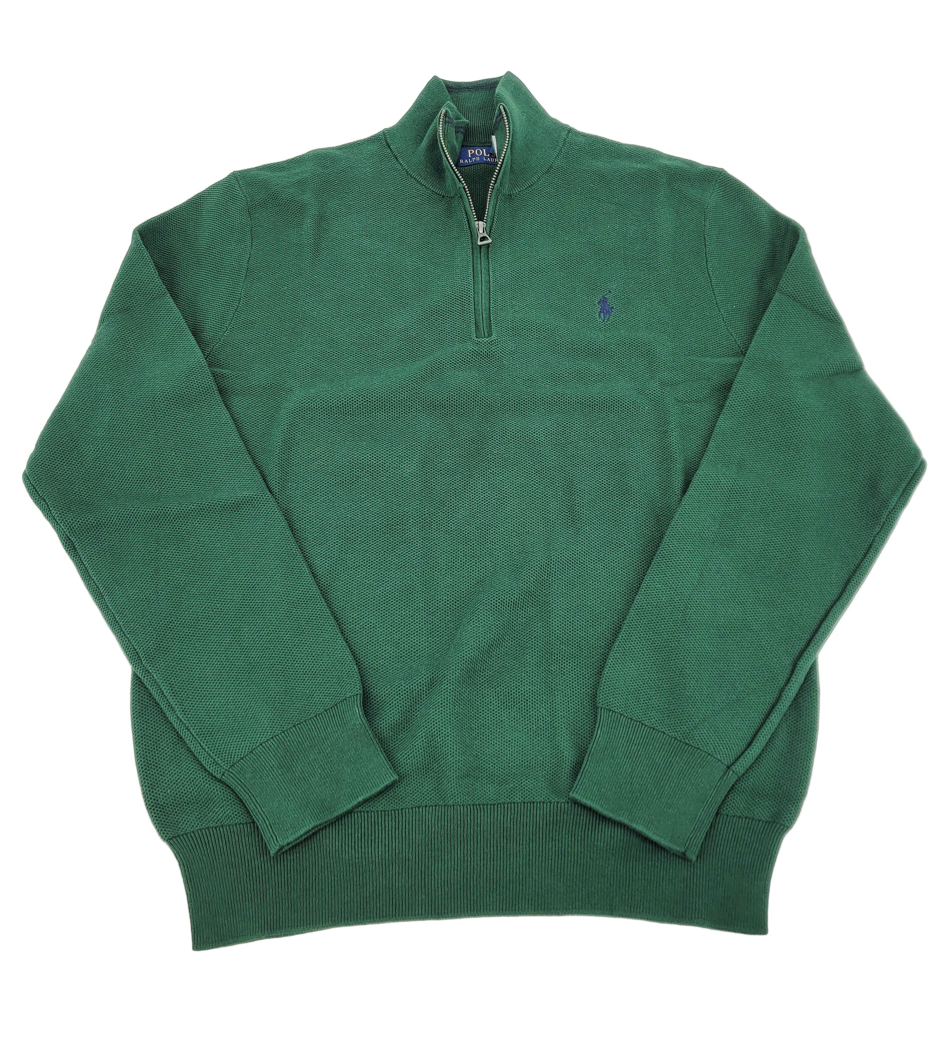 Pull quart de zip en coton vert