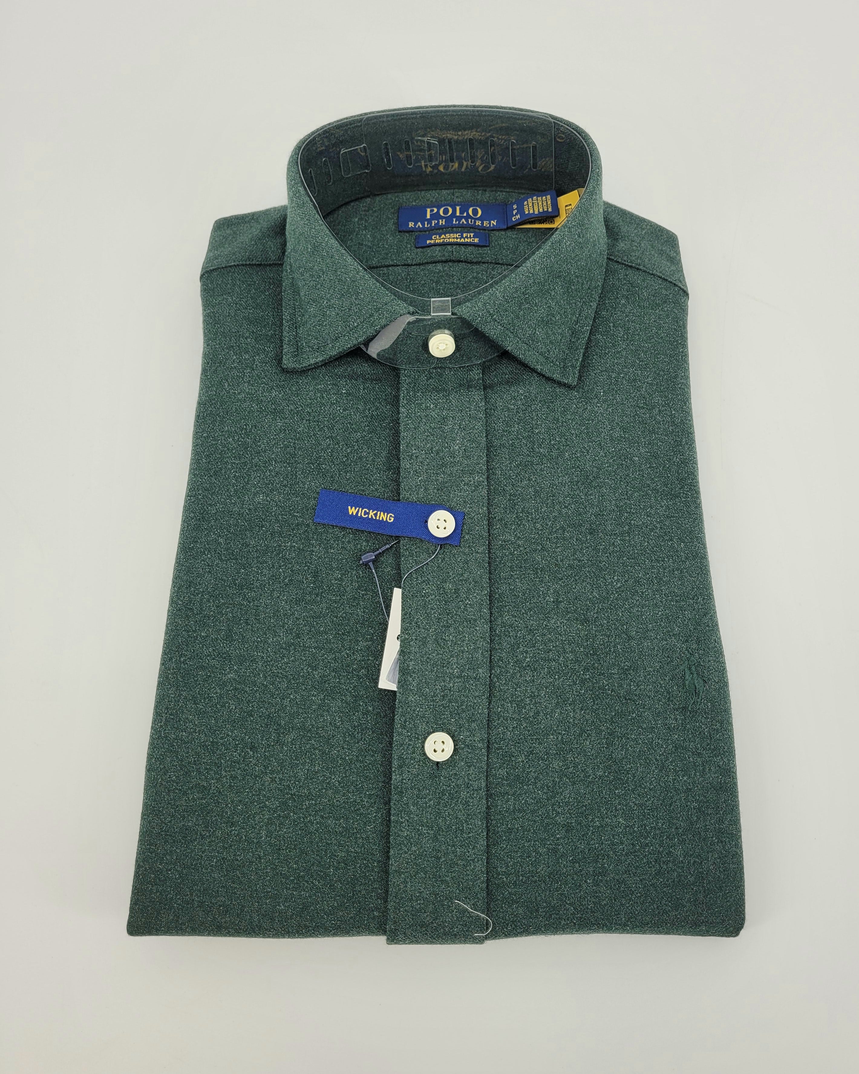 Chemise performance en flanelle verte