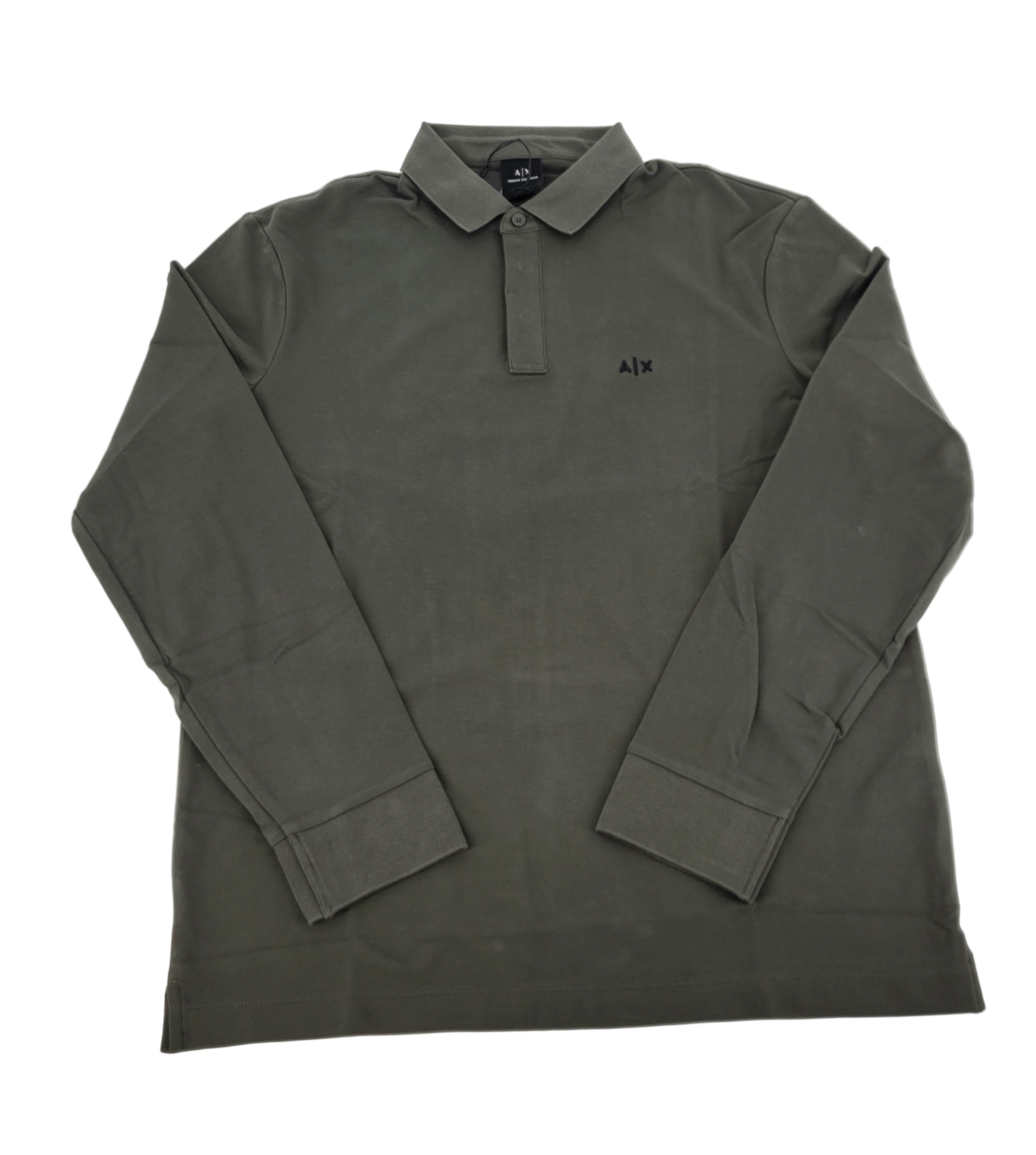 Polo manches longues en jersey de coton sauge