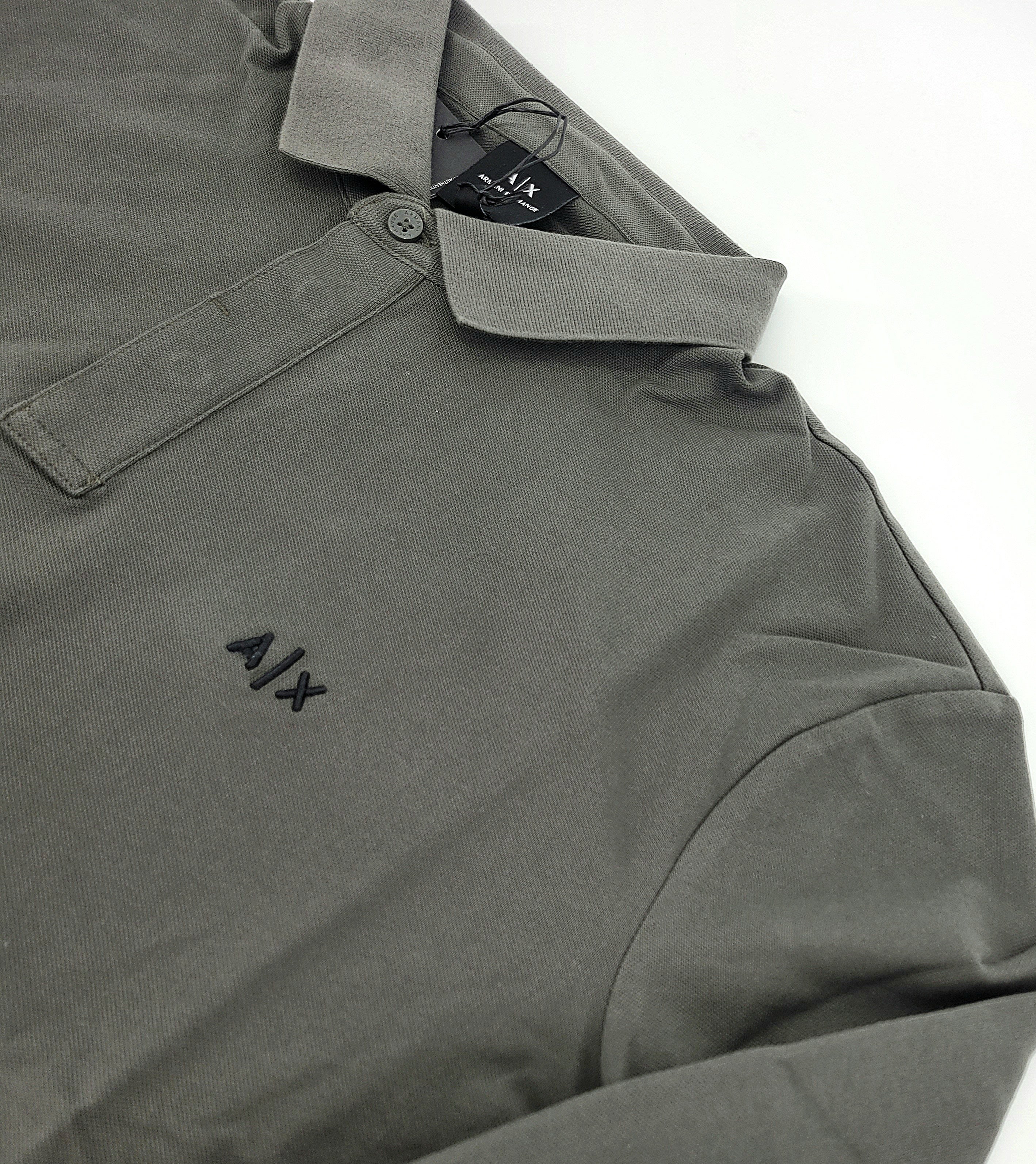 Polo manches longues en jersey de coton sauge