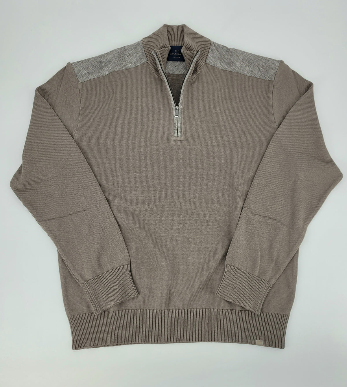 Pull beige demi-zip en coton