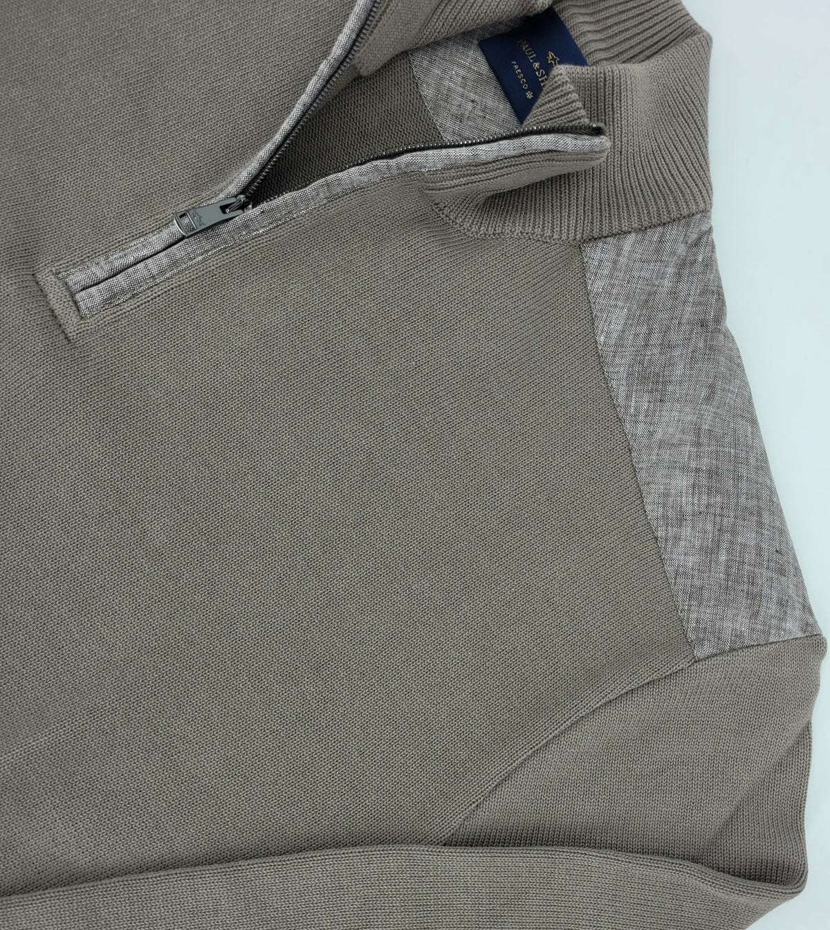 Pull beige demi-zip en coton