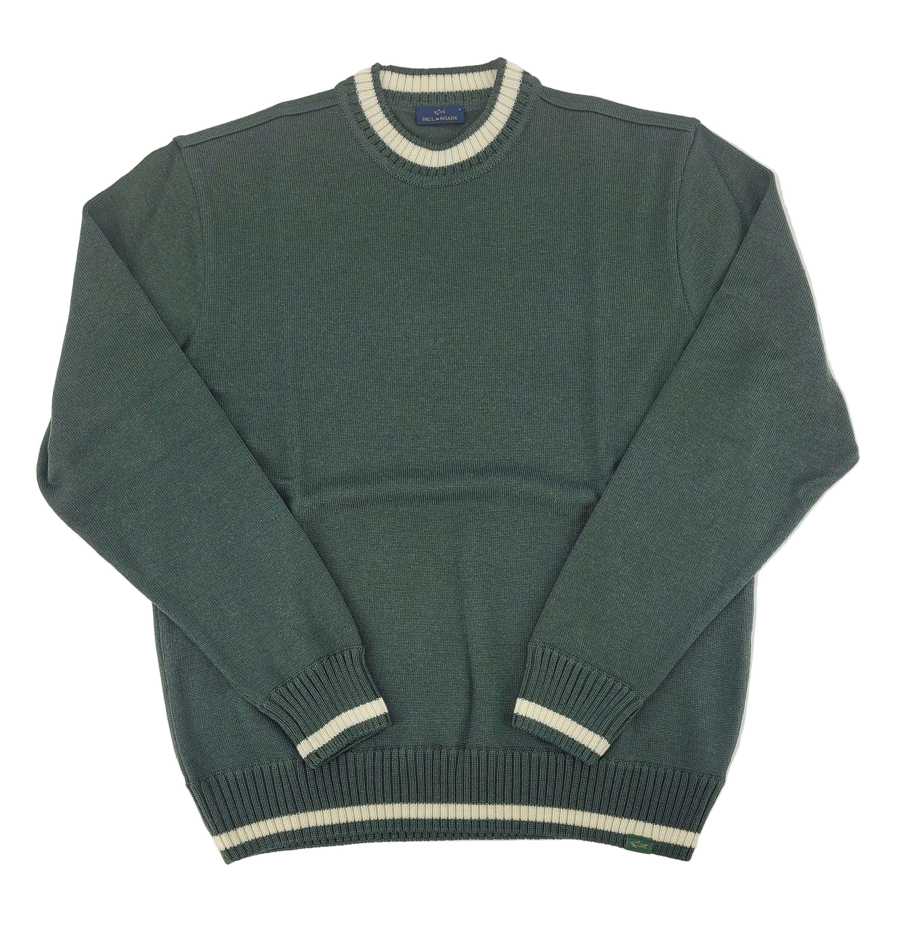 Chandail col rond en laine vierge vert