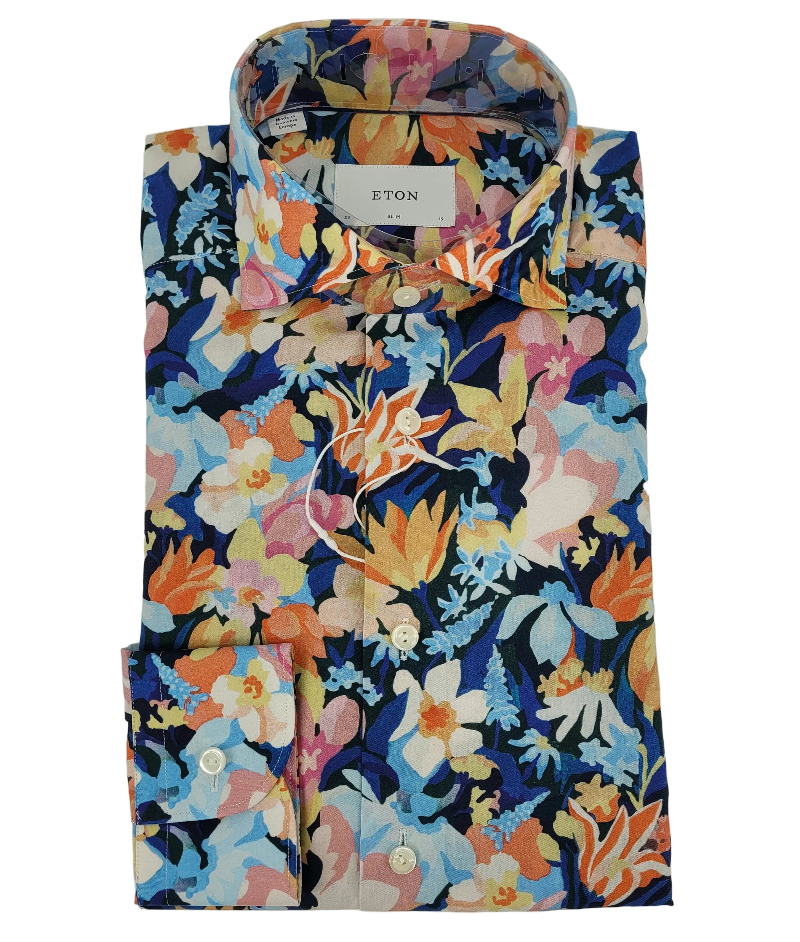 Chemise Eton fleurie en coton infroissable