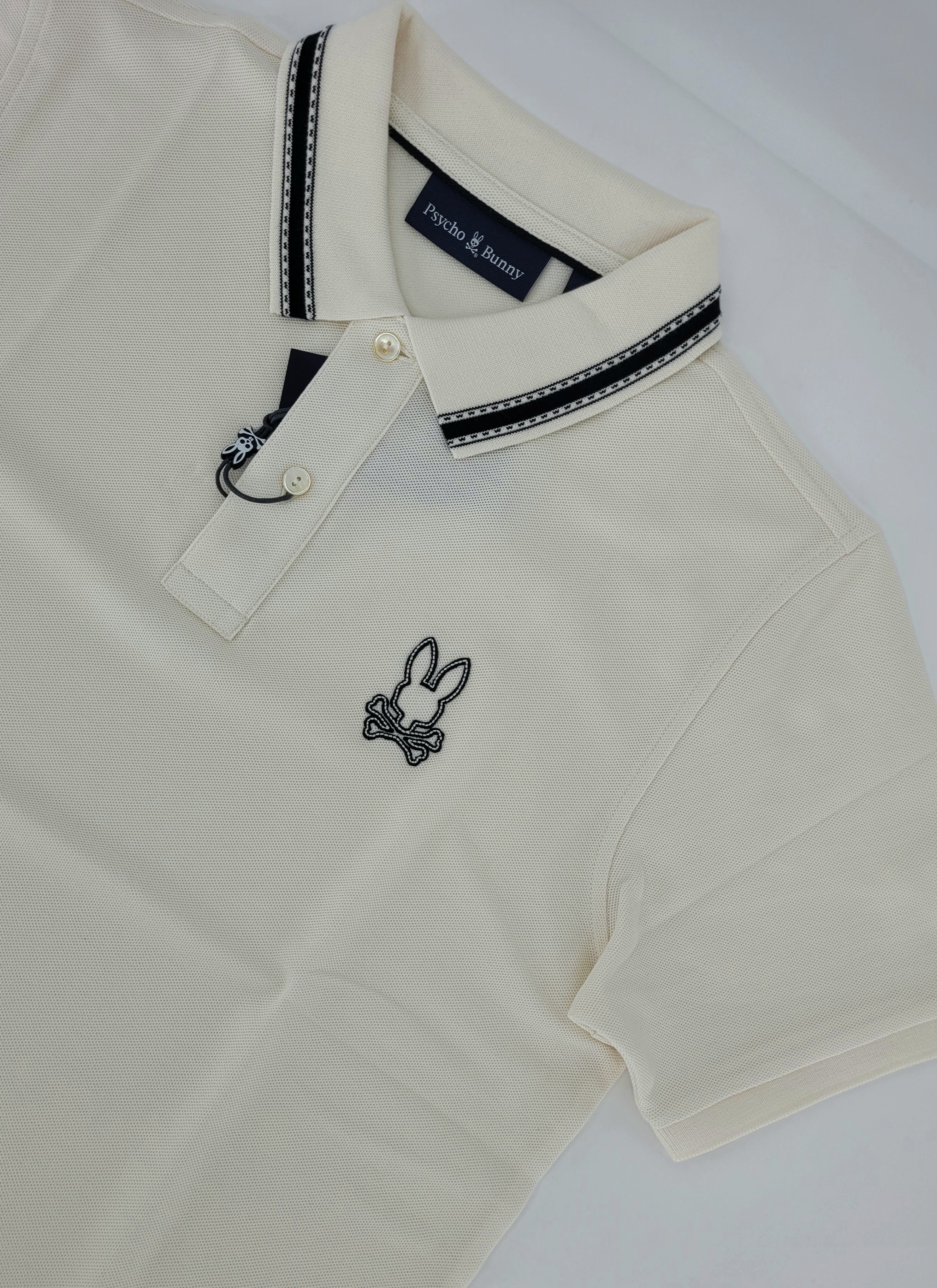 Polo en coton piqué blanc cassé