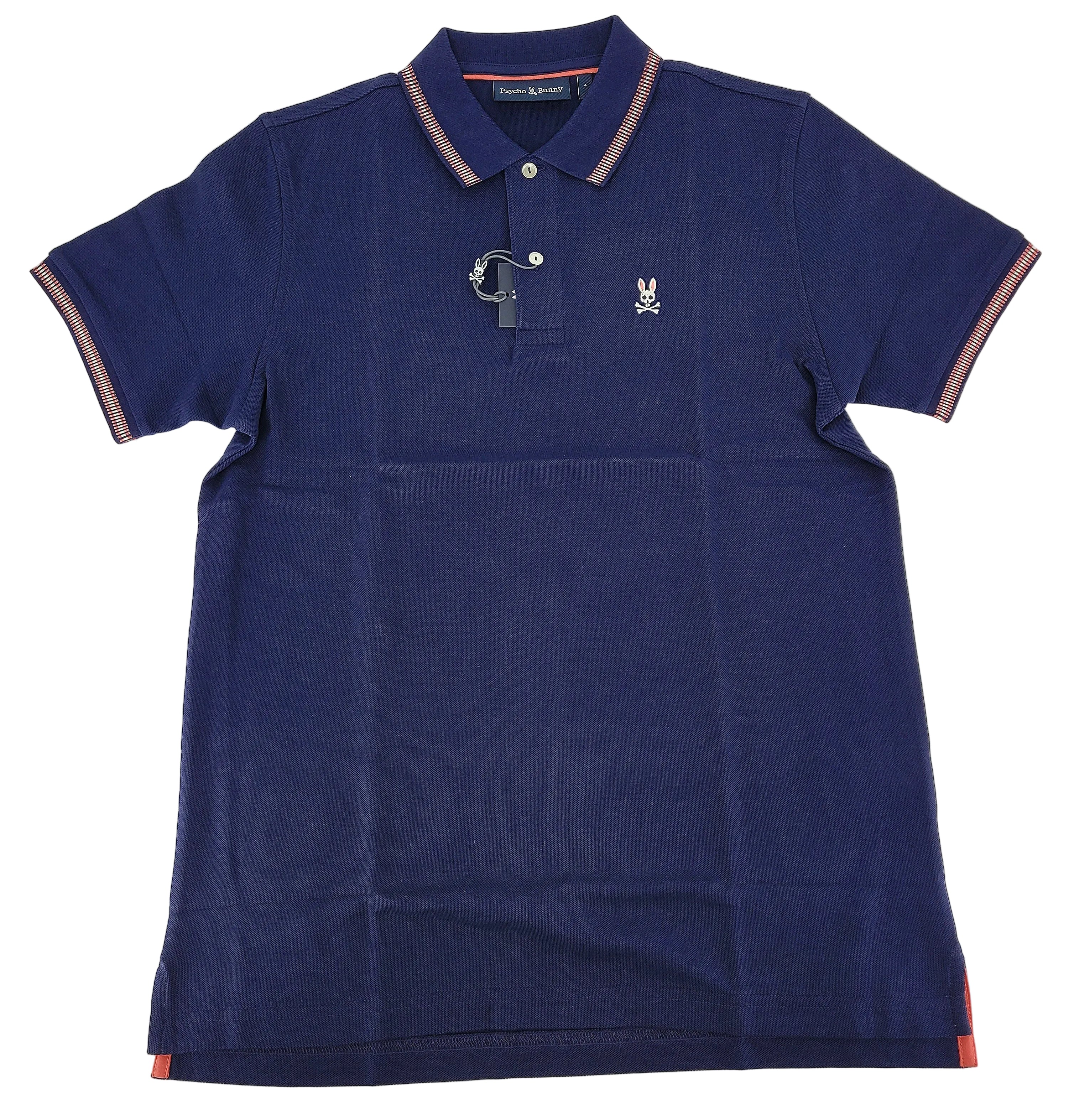 Polo en coton piqué marine col contrasté