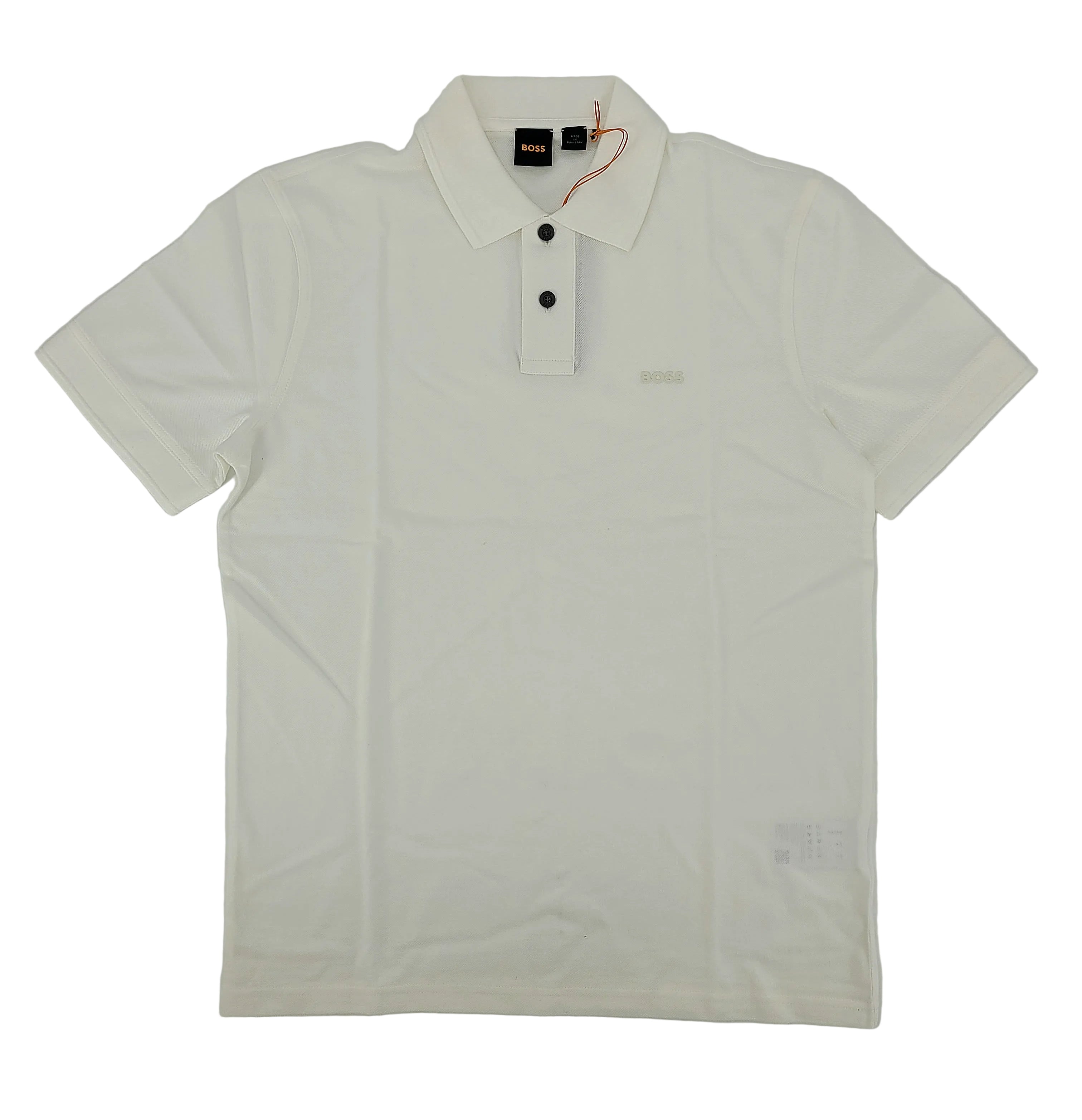 Polo en coton piqué blanc BOSS