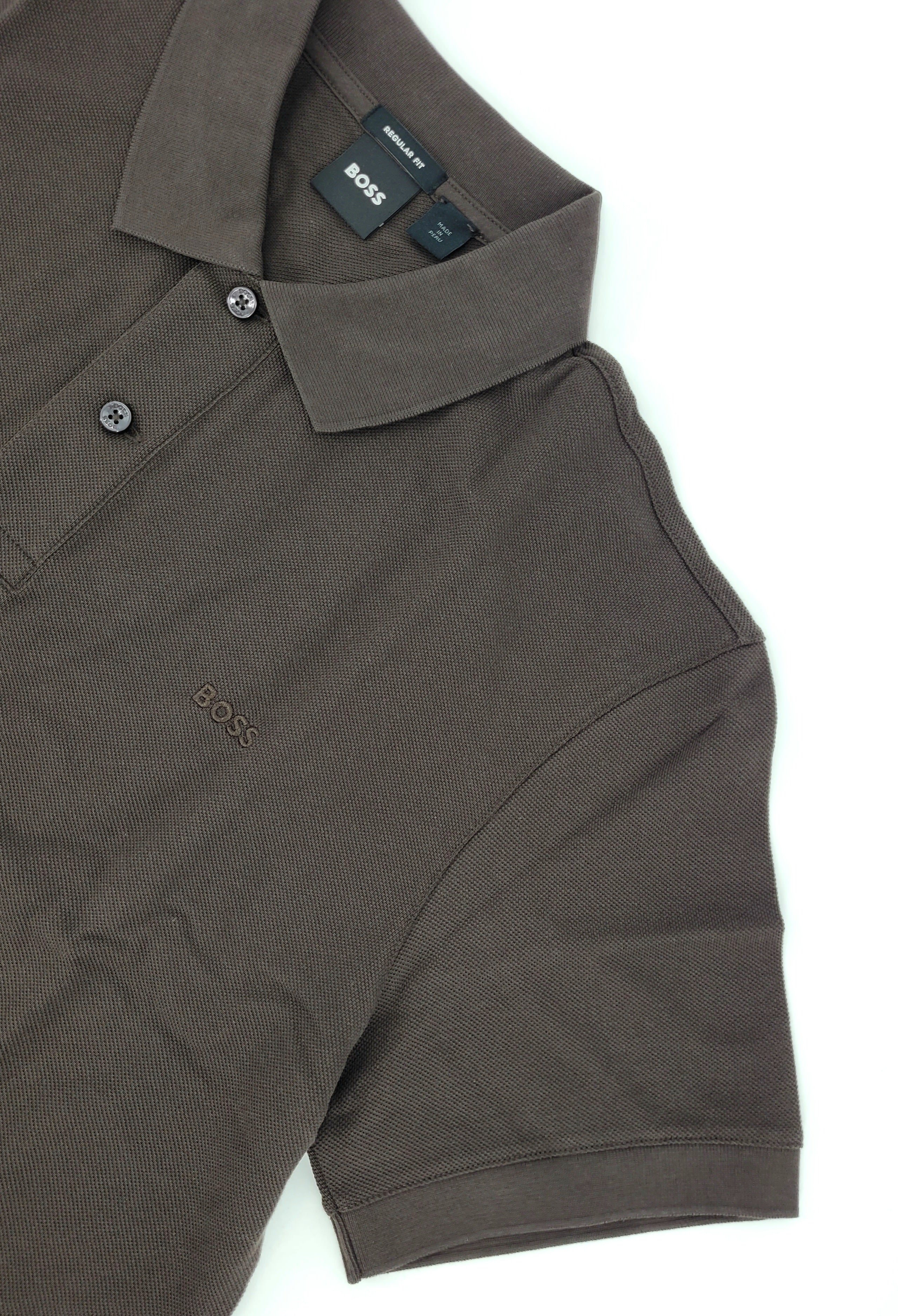 Polo classique en coton piqué brun