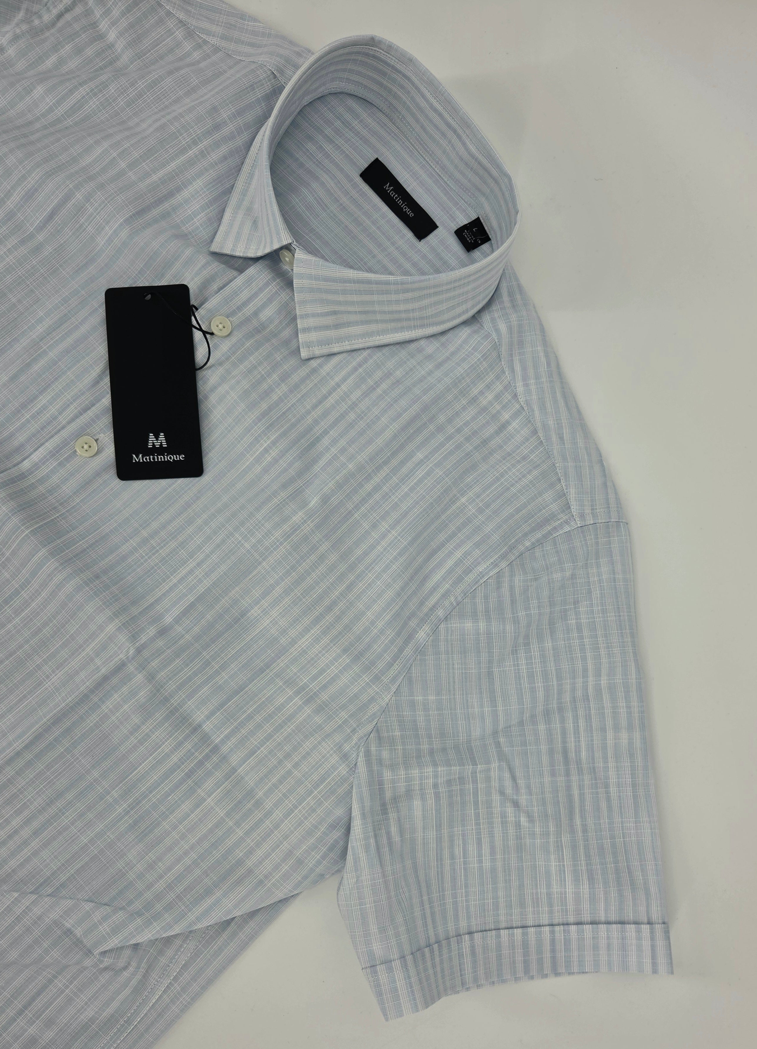 Chemise de lin bleu à manches courtes