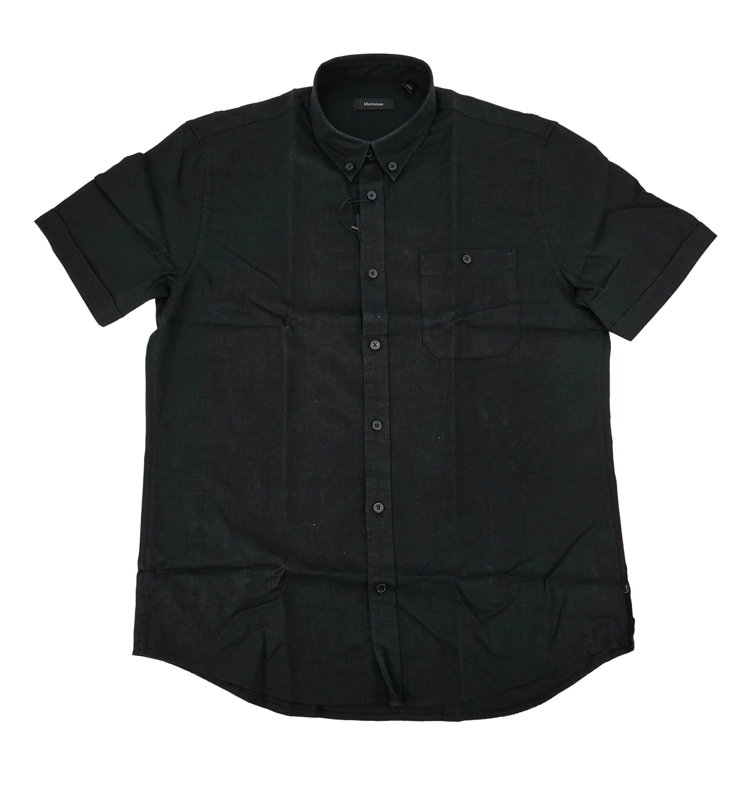 chemise de lin noir à manches courtes