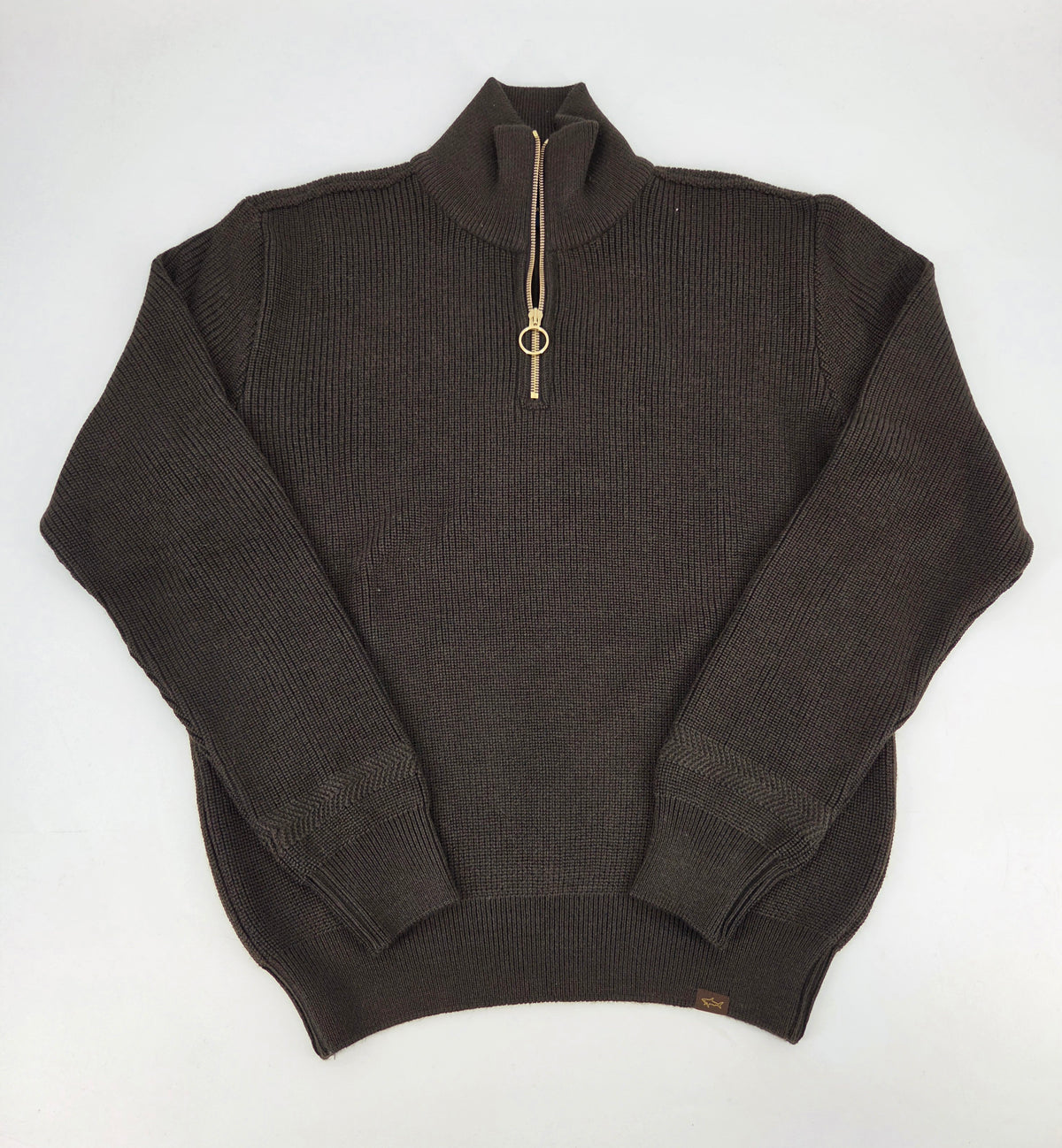 Pull demi-zip brun Tech Wool