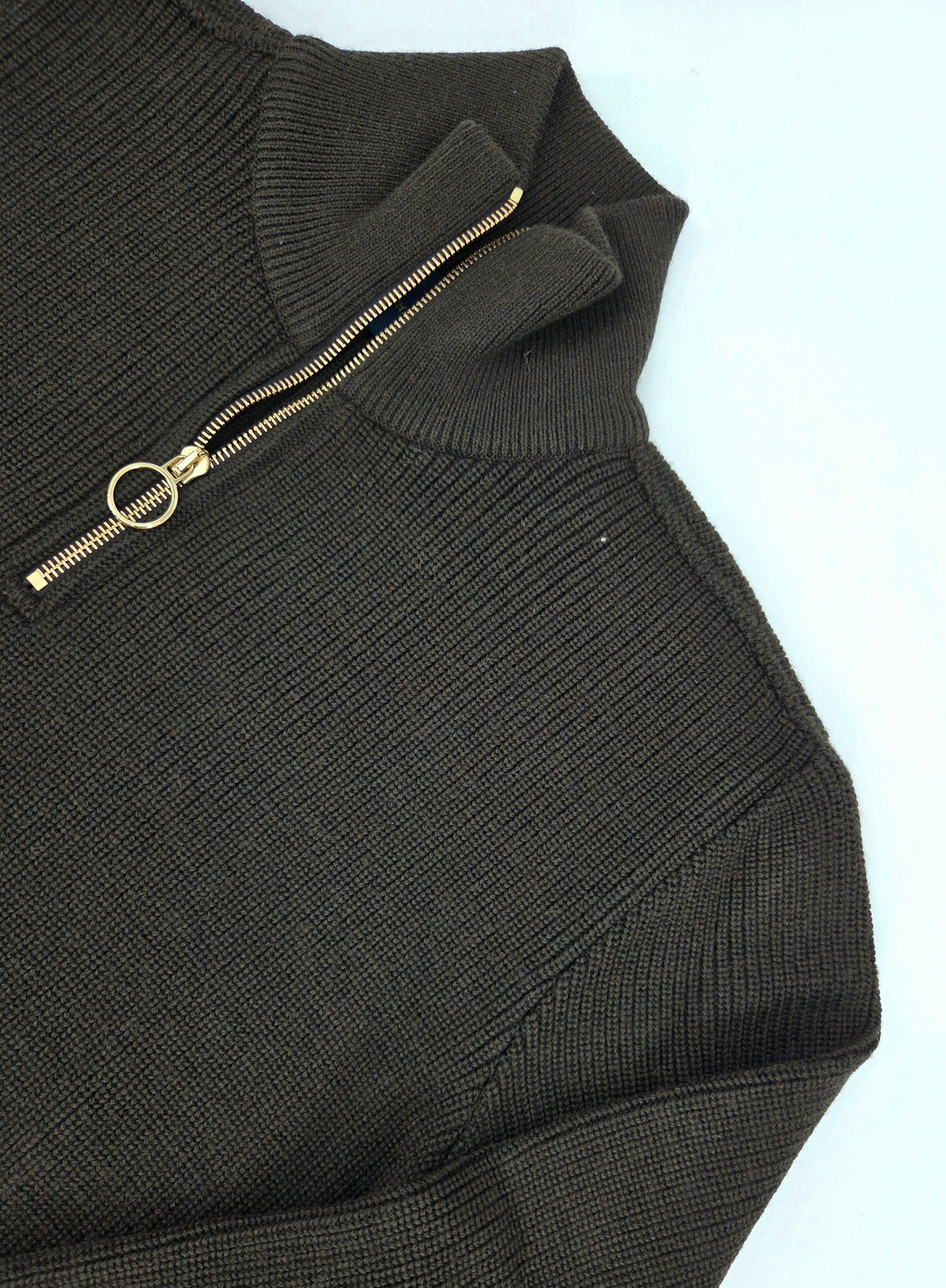 Pull demi-zip brun Tech Wool