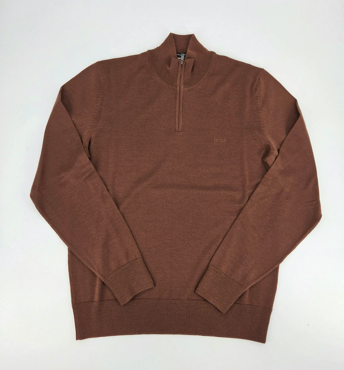 Chandail orangé à demi-zip en laine vierge