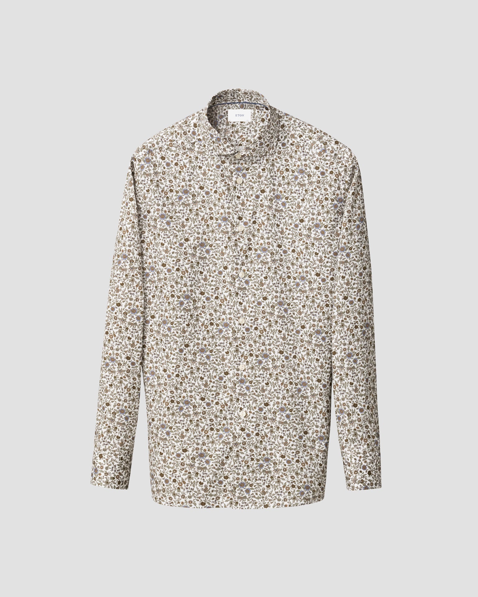 Chemise maron à motifs fleuris