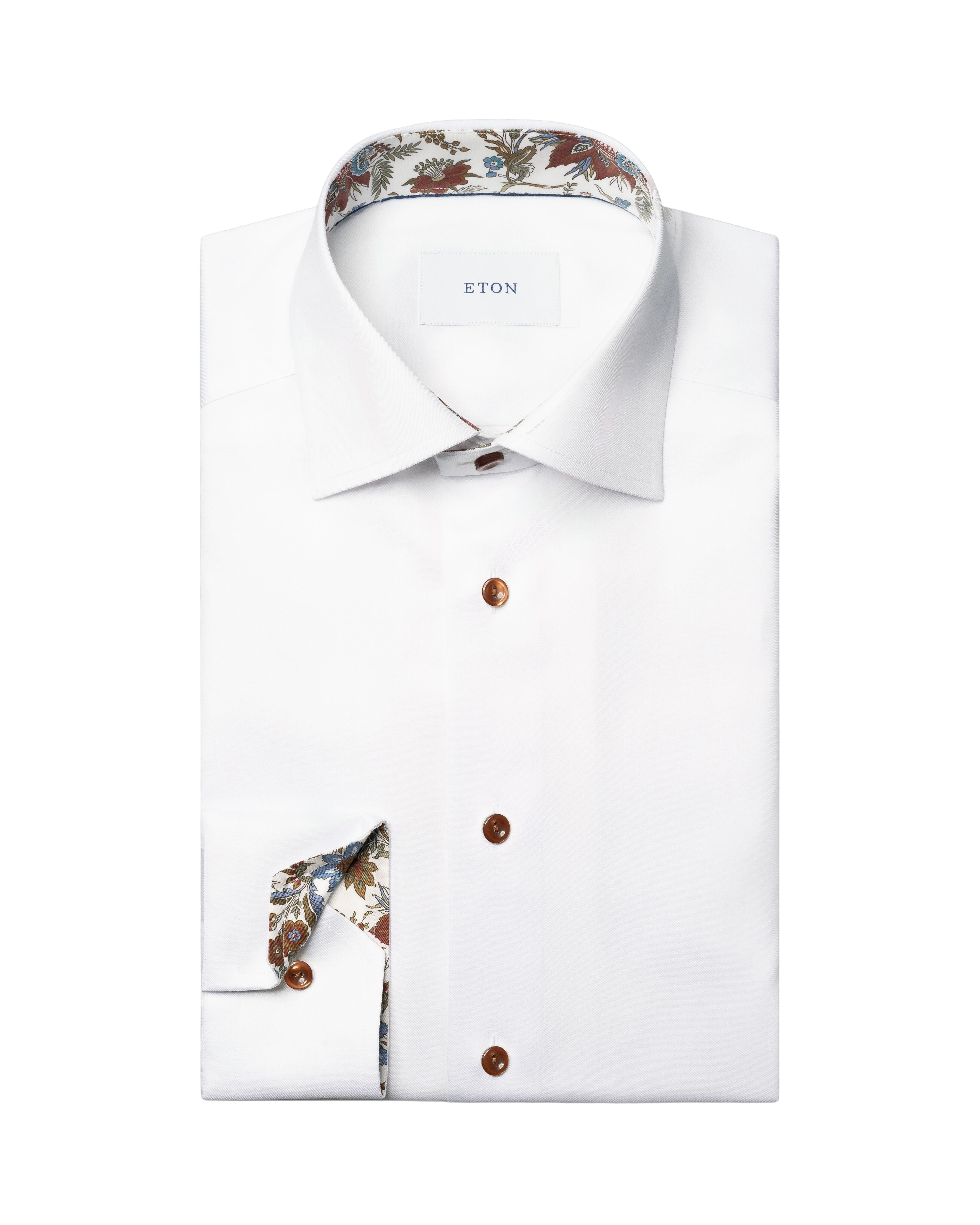 Chemise blanche avec boutons contrastés brun