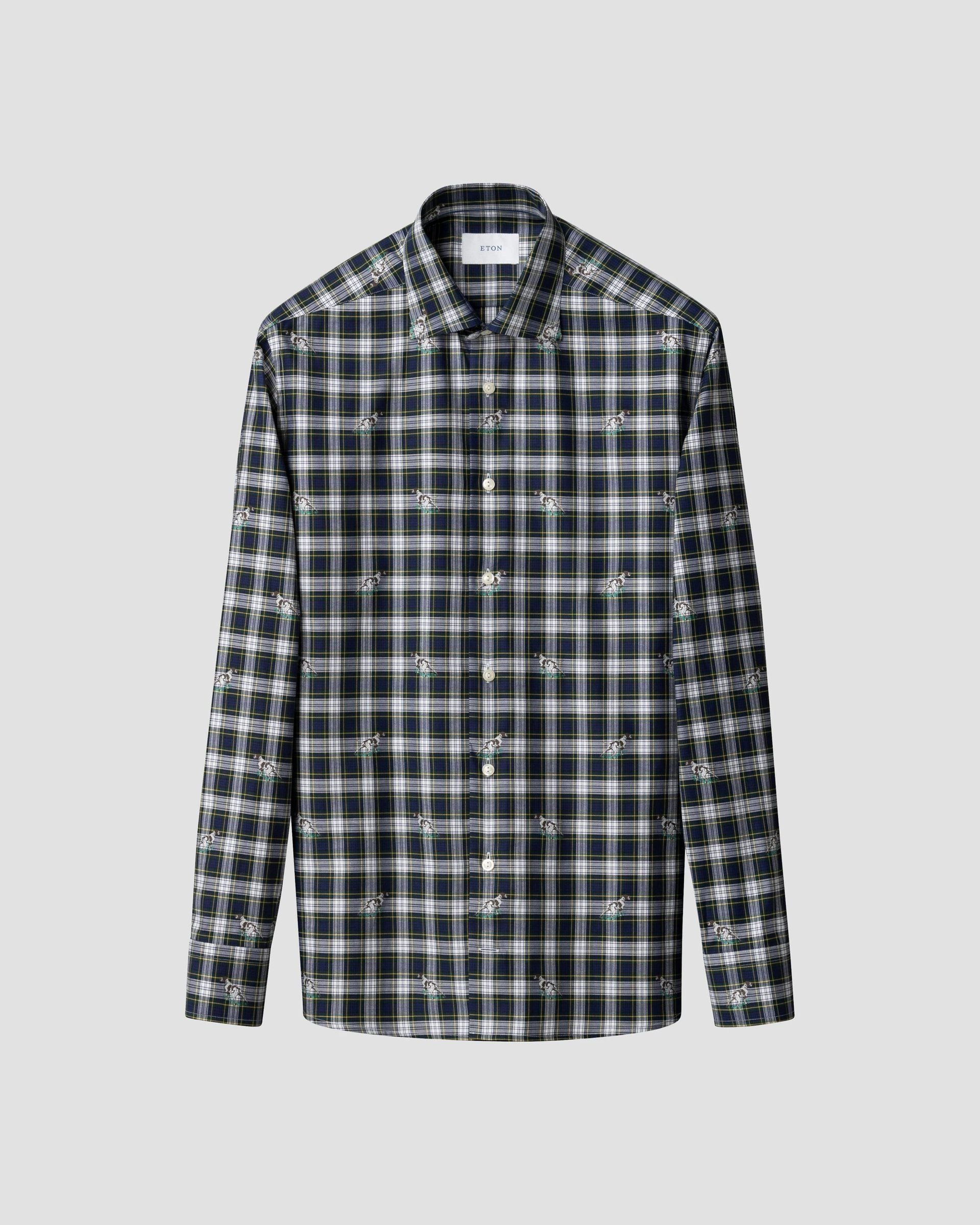 Chemise verte avec broderie de chien